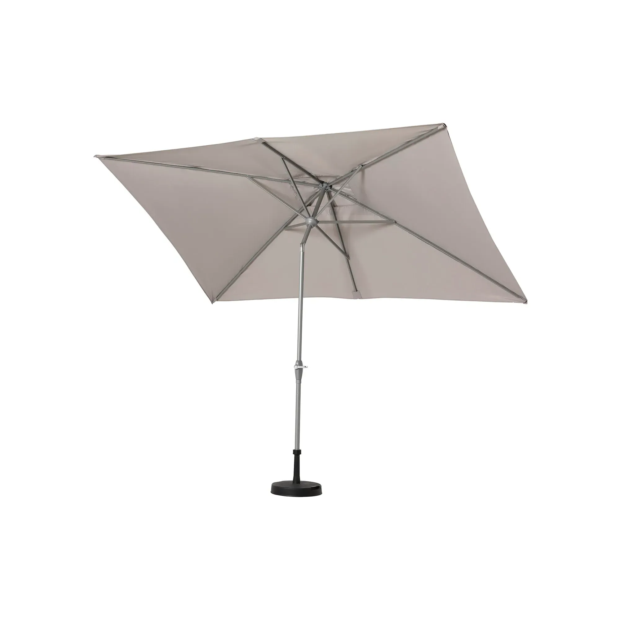 3x2M Rectangular Parasol with Base - Grey, Aluminium