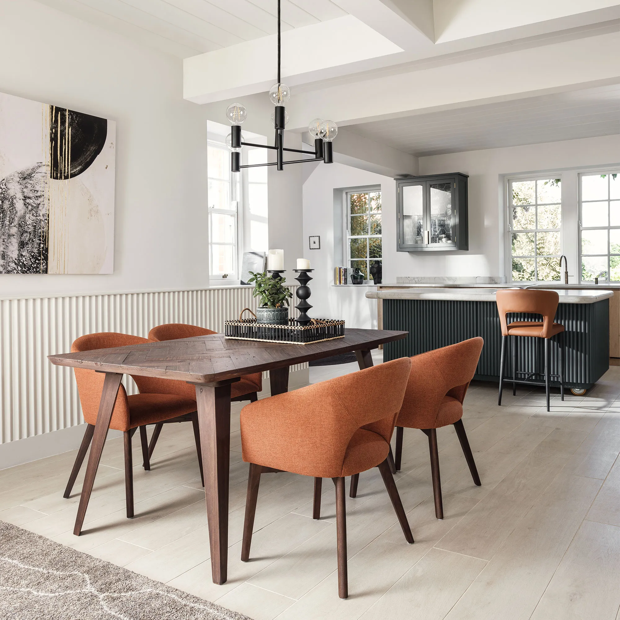 6 Bulb Pendant Light - Black, Metal