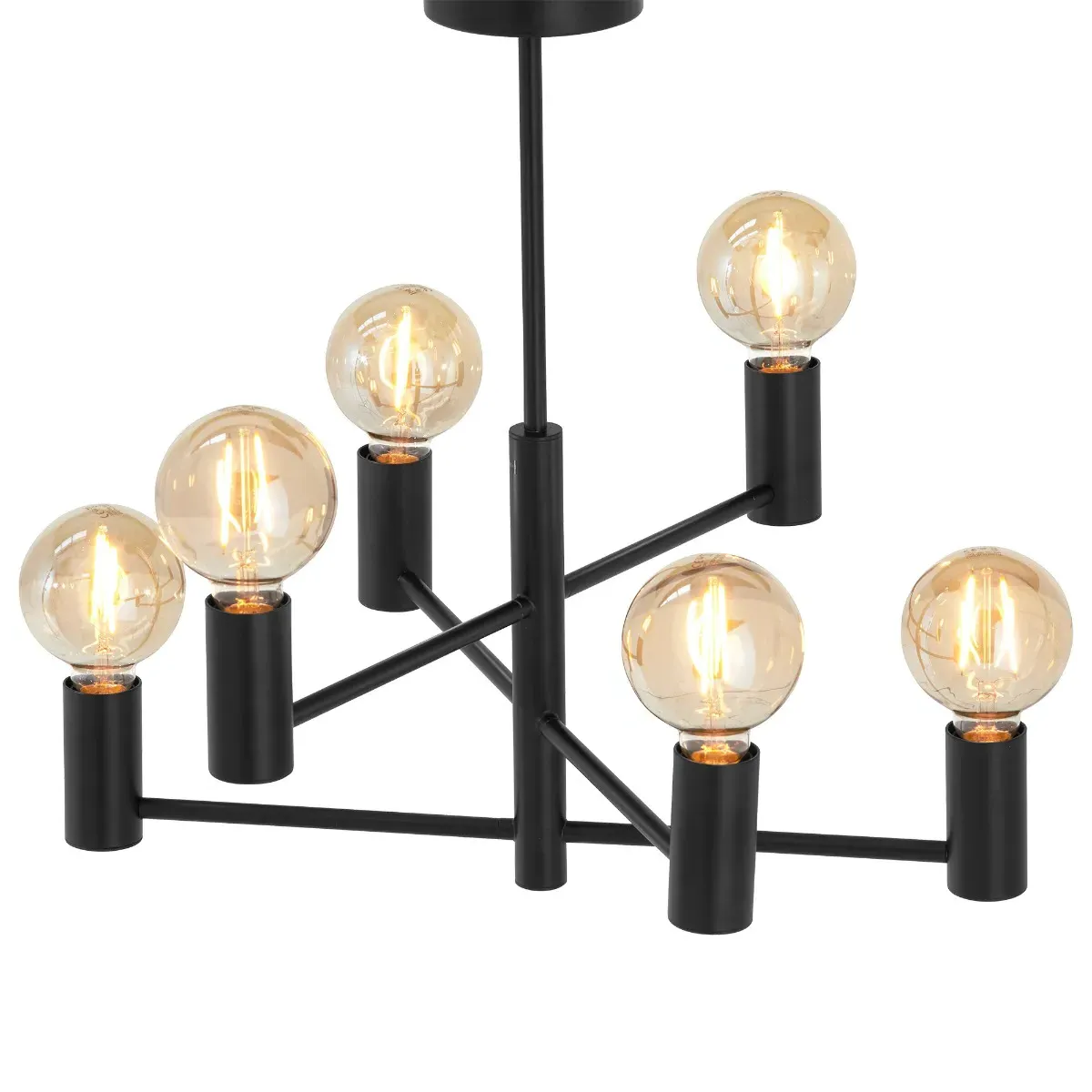 6 Bulb Pendant Light - Black, Metal