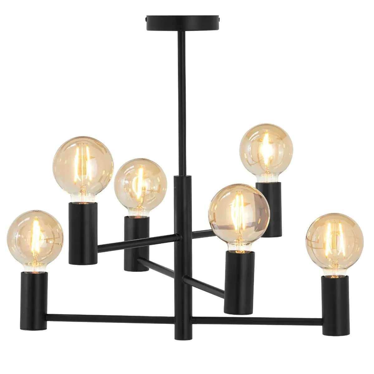 6 Bulb Pendant Light - Black, Metal