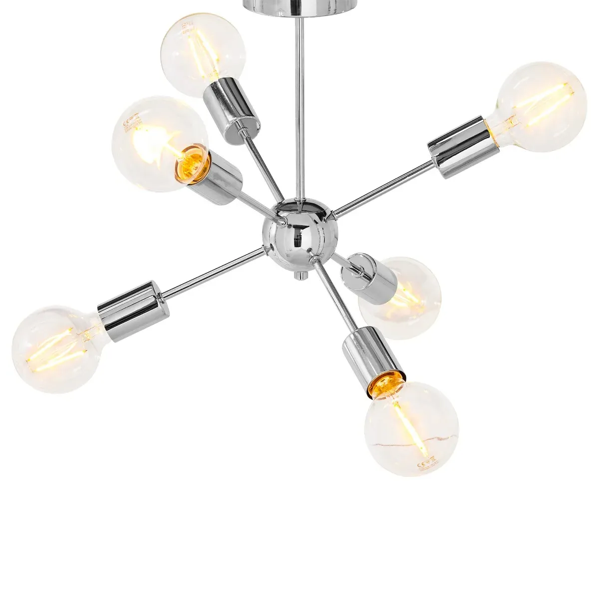 6 Bulb Pendant Light - Chrome, Metal