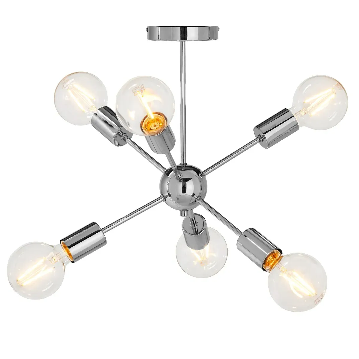 6 Bulb Pendant Light - Chrome, Metal