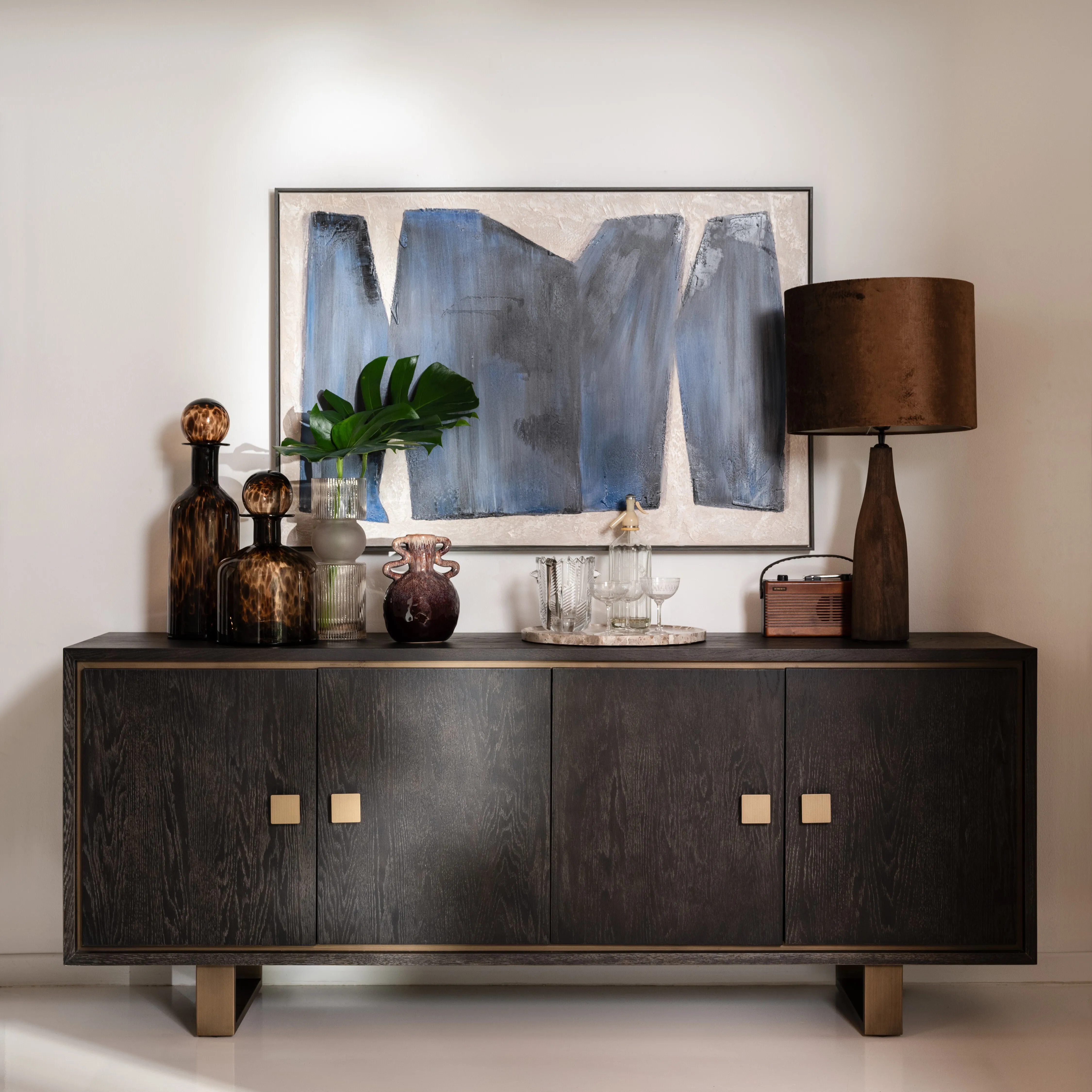 Abstract Textured Square Canvas Print - Black