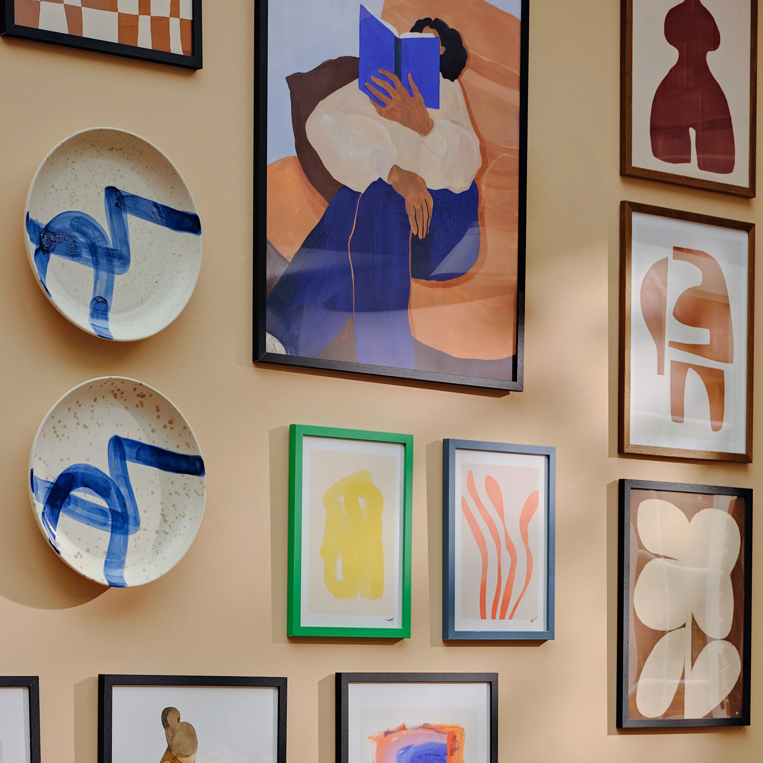 Abstract Wall Plate - Blue, Stoneware