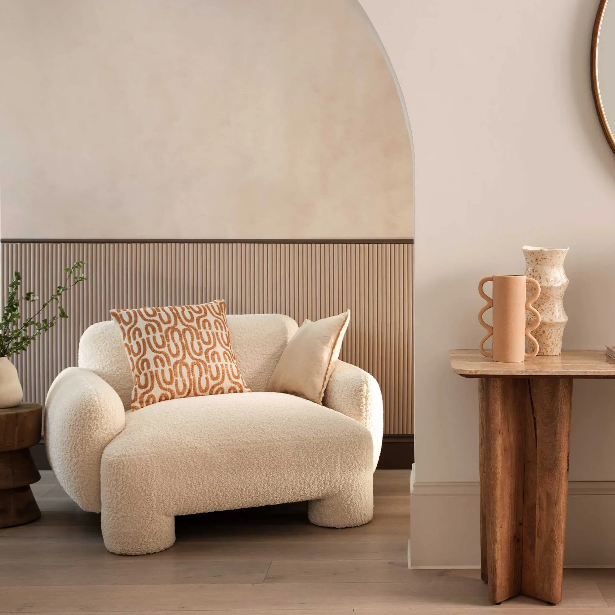 Adrina Armchair - White, Boucle