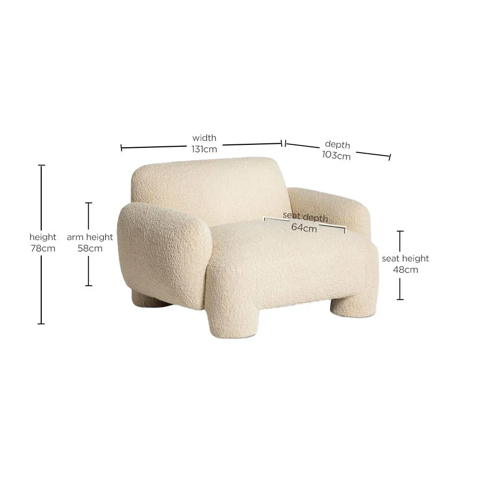 Adrina Armchair - White, Boucle