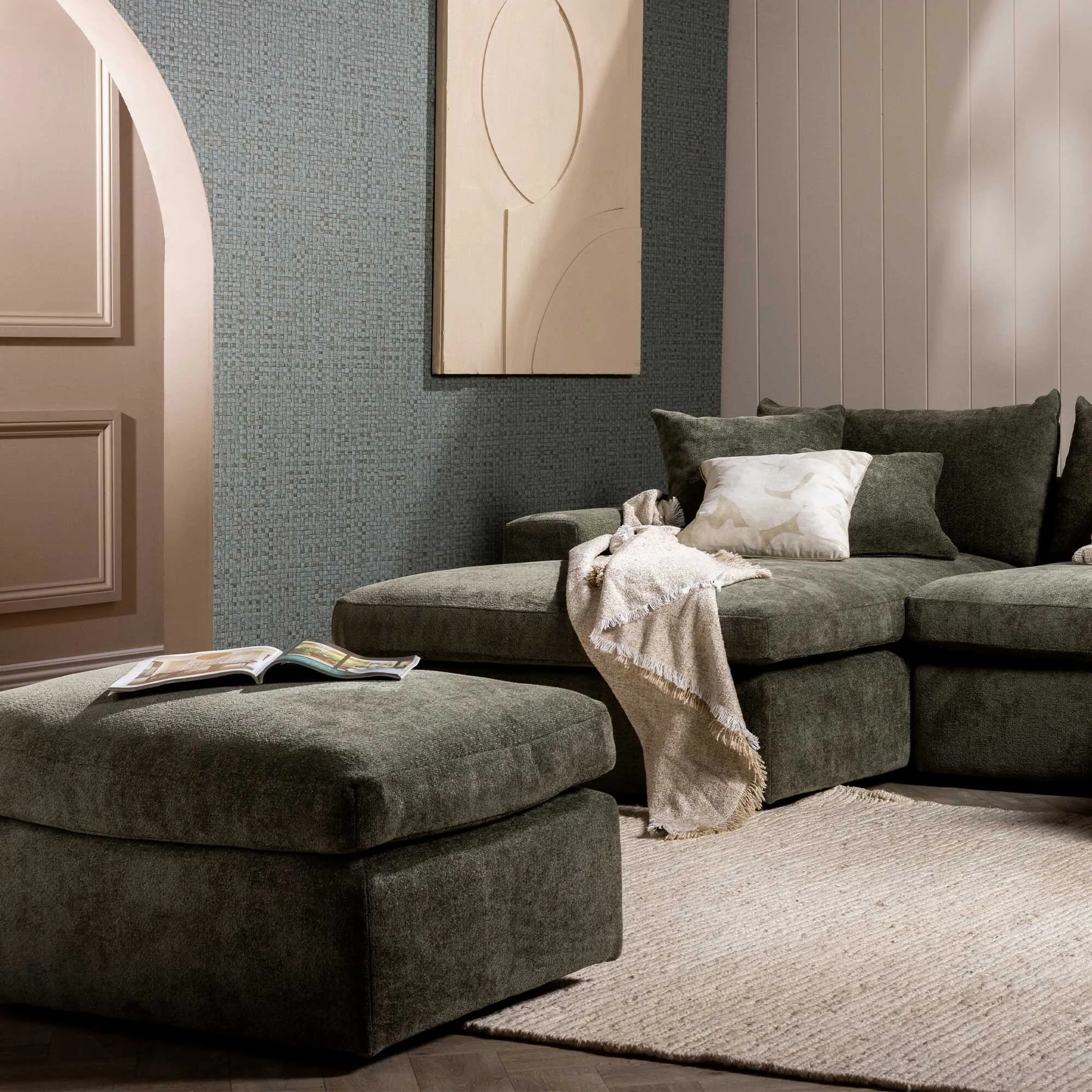 Alaska Stool - Green, Velvet