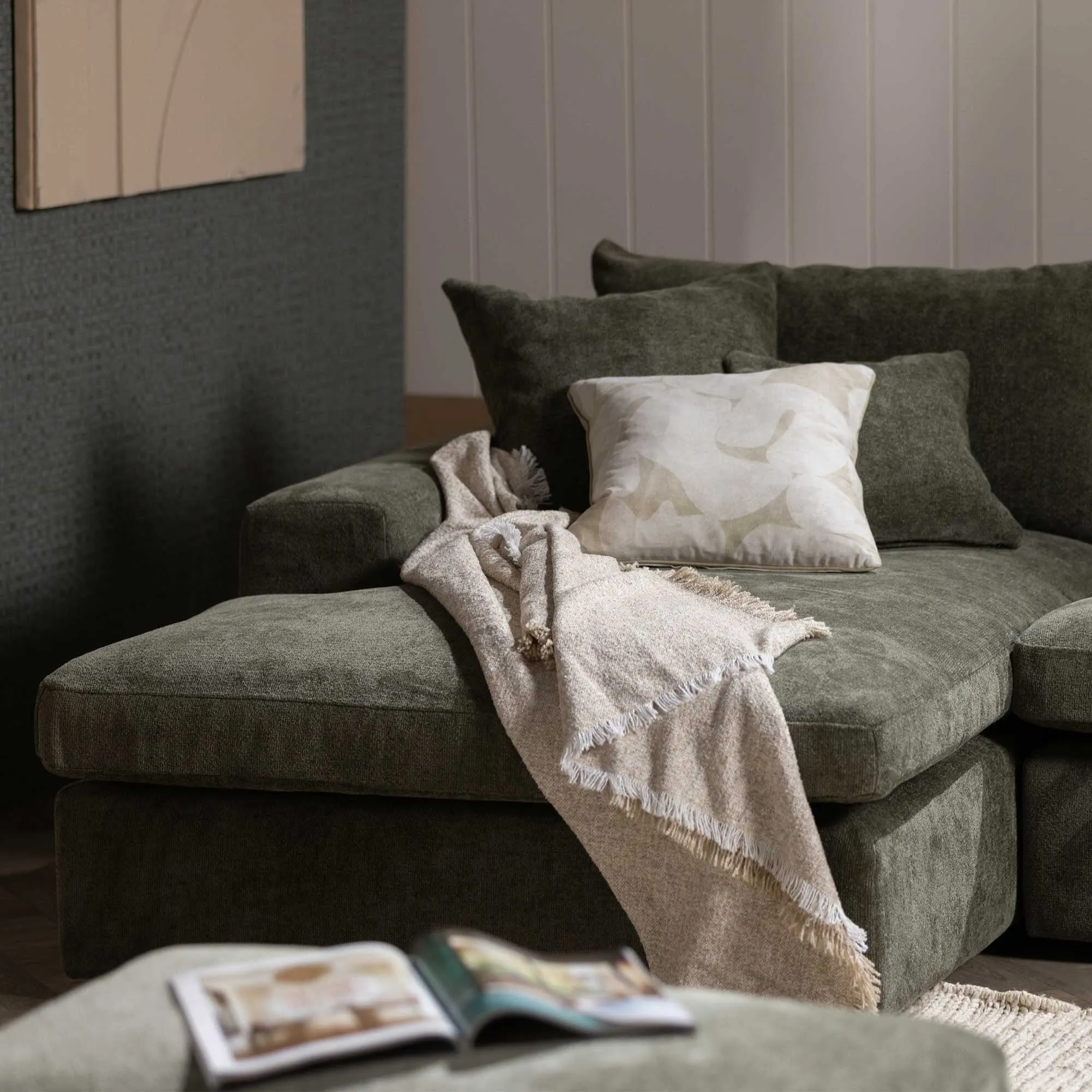 Alaska U-Shaped Corner Sofa - Green, Velvet