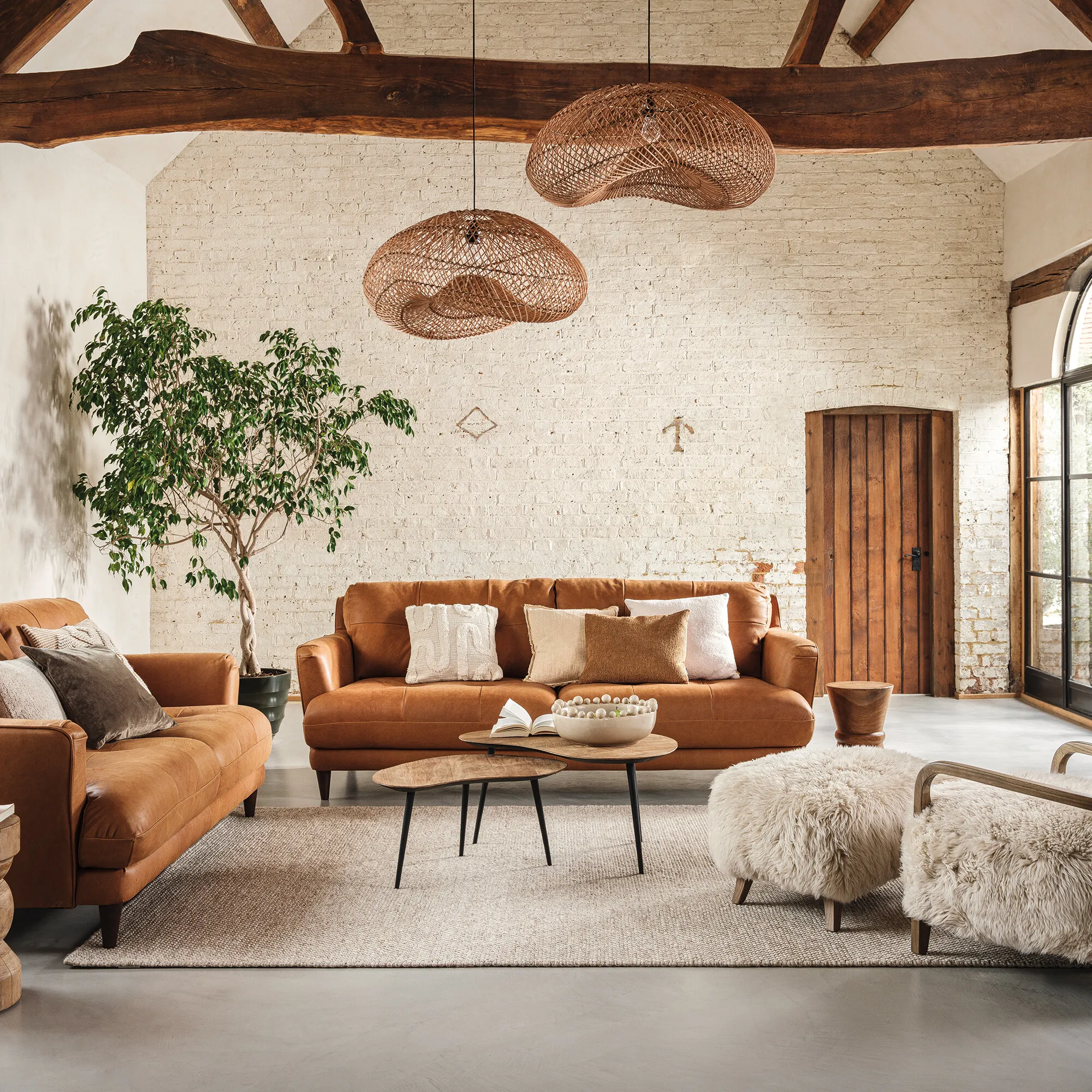 Aldo 3-Seater Sofa - Brown, Leather