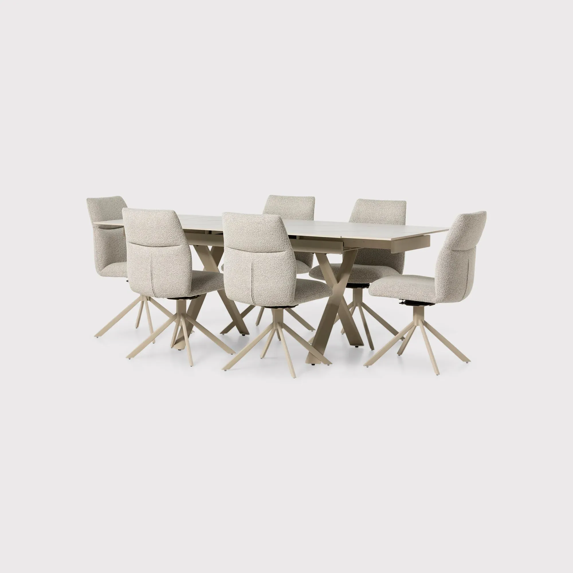 Altadena Extension Table with 6 Swivel Armchairs - Neutral, Ceramic image