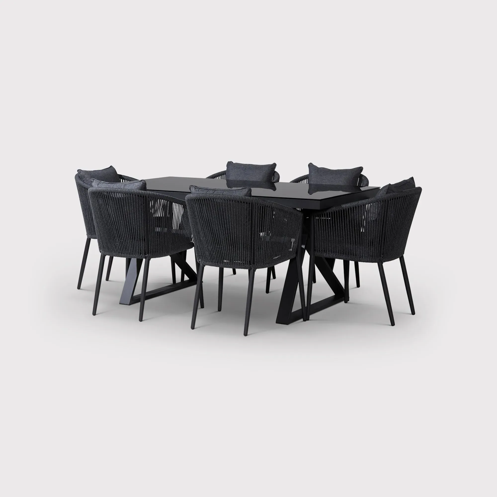 Alvor 6 Seater Dining Set - Grey, Rope