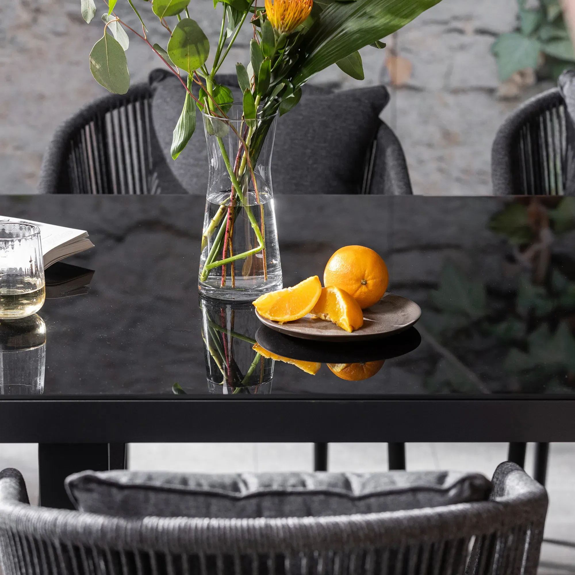 Alvor 6 Seater Dining Set - Grey, Rope