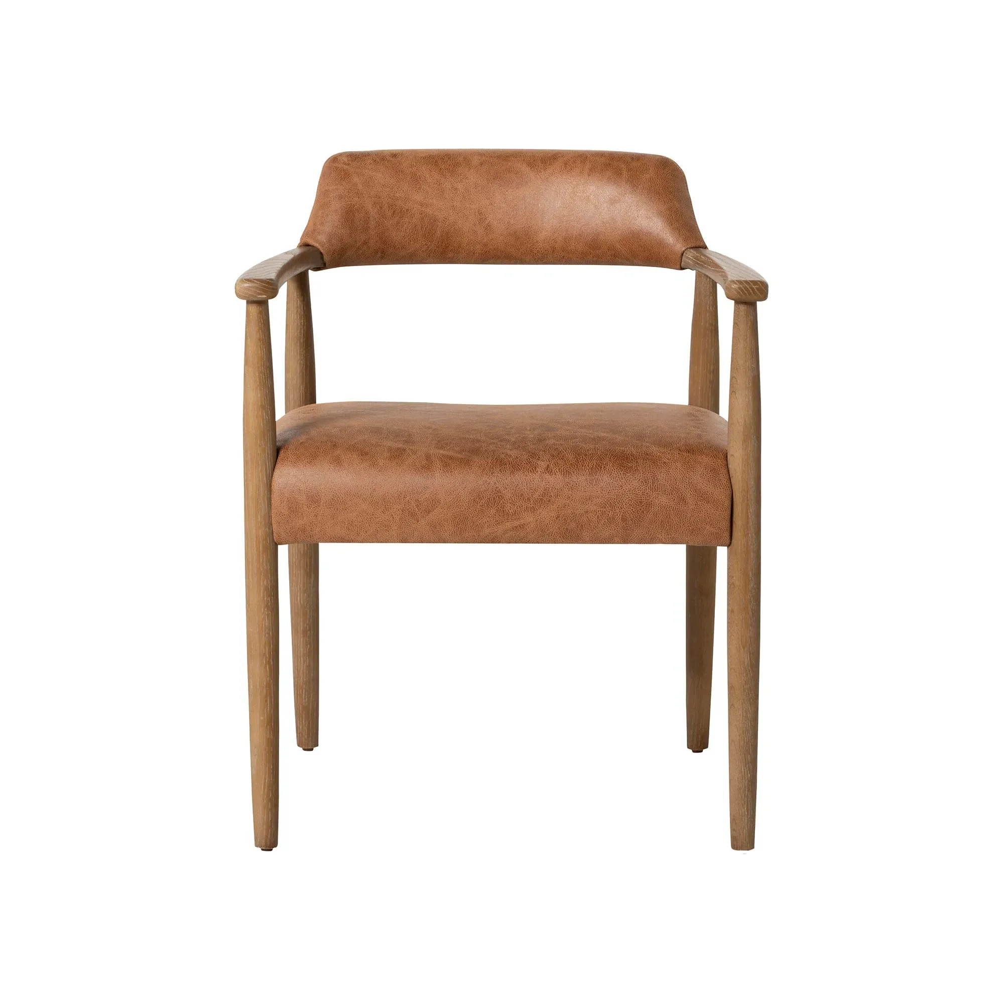 Ames Dining Chair with Arms - Brown, Leather