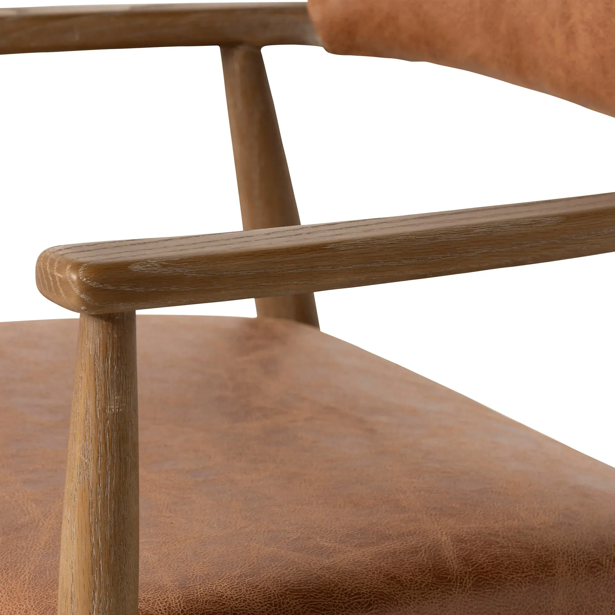 Ames Dining Chair with Arms - Brown, Leather