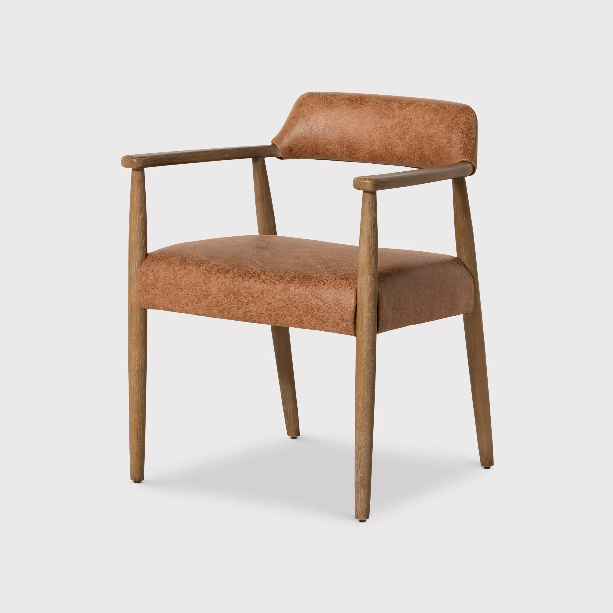 Ames Dining Chair with Arms - Brown, Leather