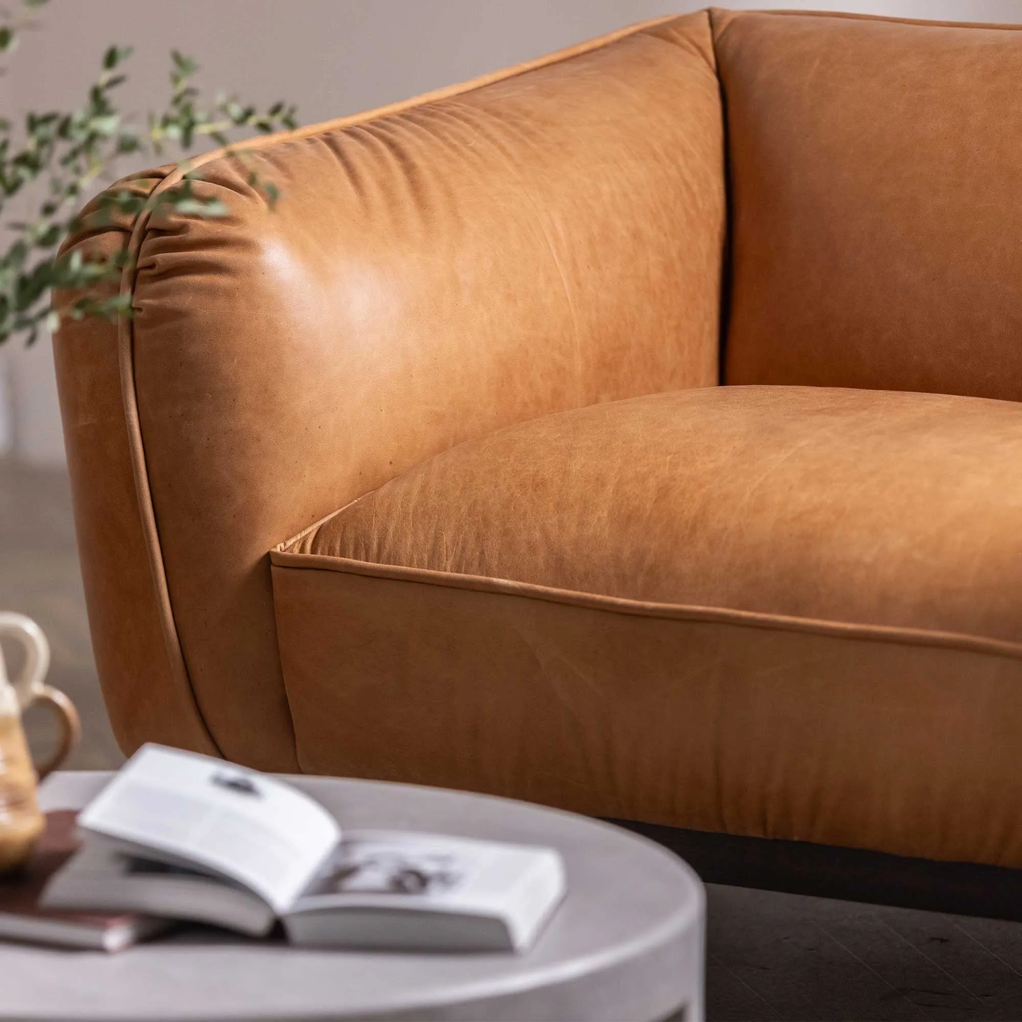 Angus 1.5 Seater Armchair - Brown, Leather