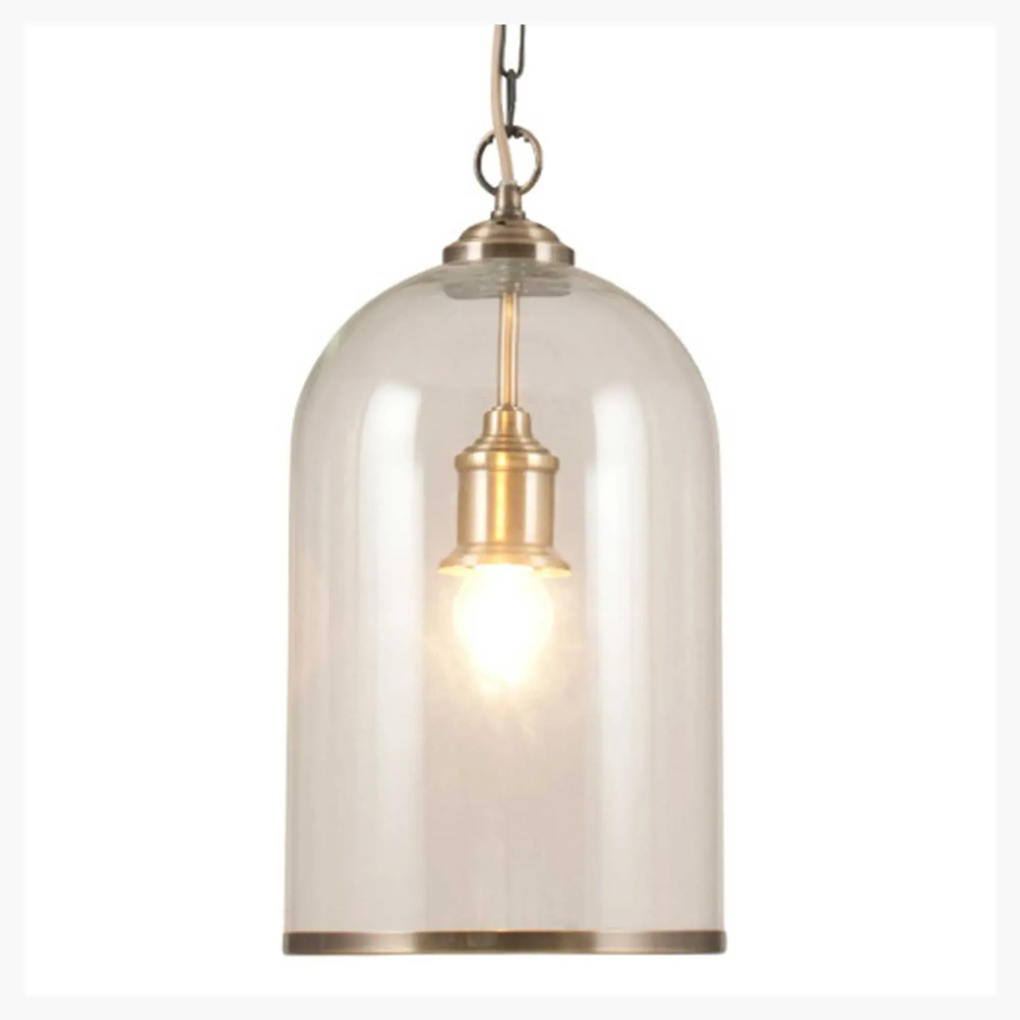 Antique Brass Cloche Pendant Light - Gold