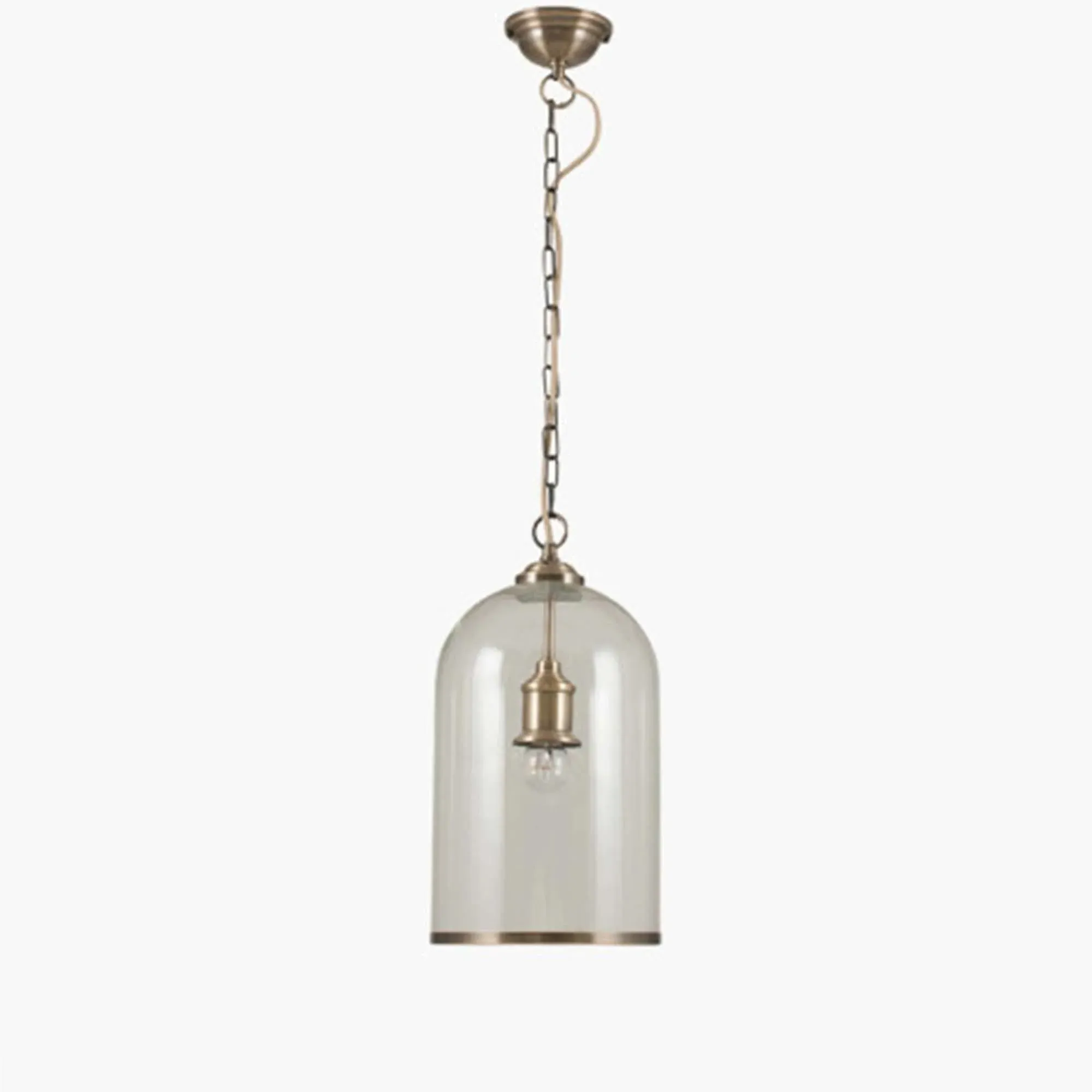 Antique Brass Cloche Pendant Light - Gold image