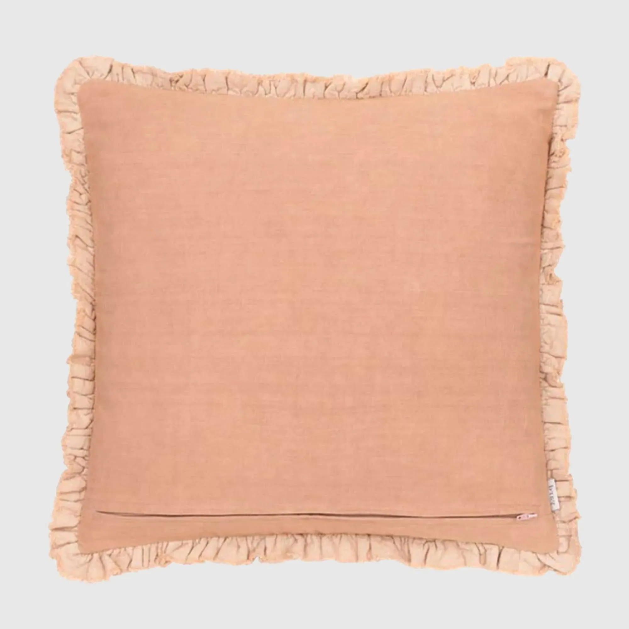 Apricot Square Ruffled Cushion - Orange, Cotton