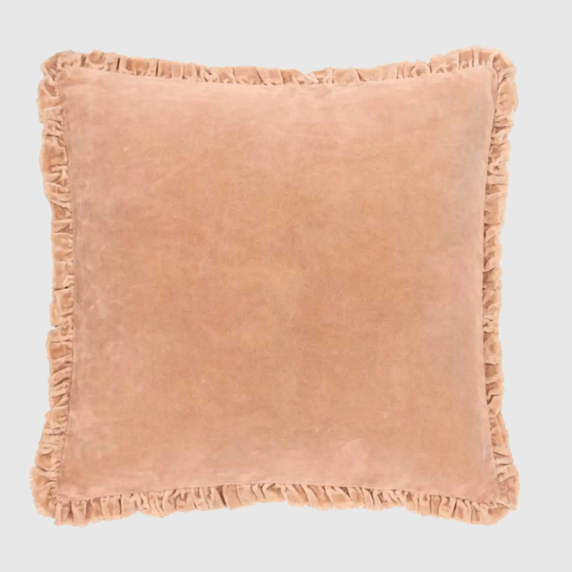 Apricot Square Ruffled Cushion - Orange, Cotton image