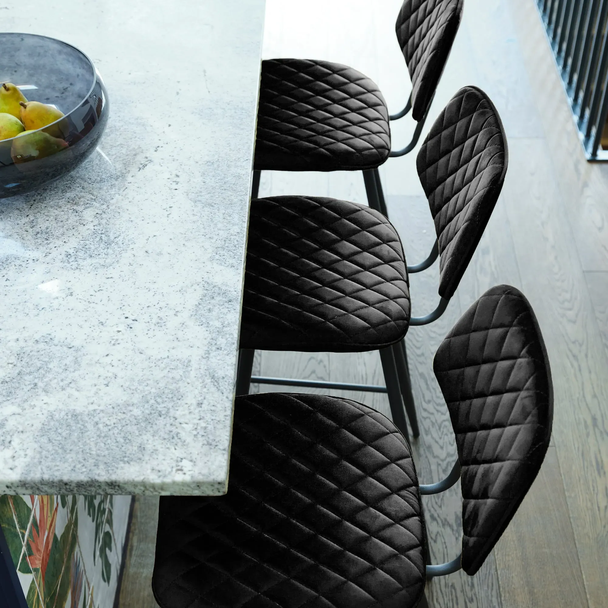 Archer Counter Stool - Black, Velvet