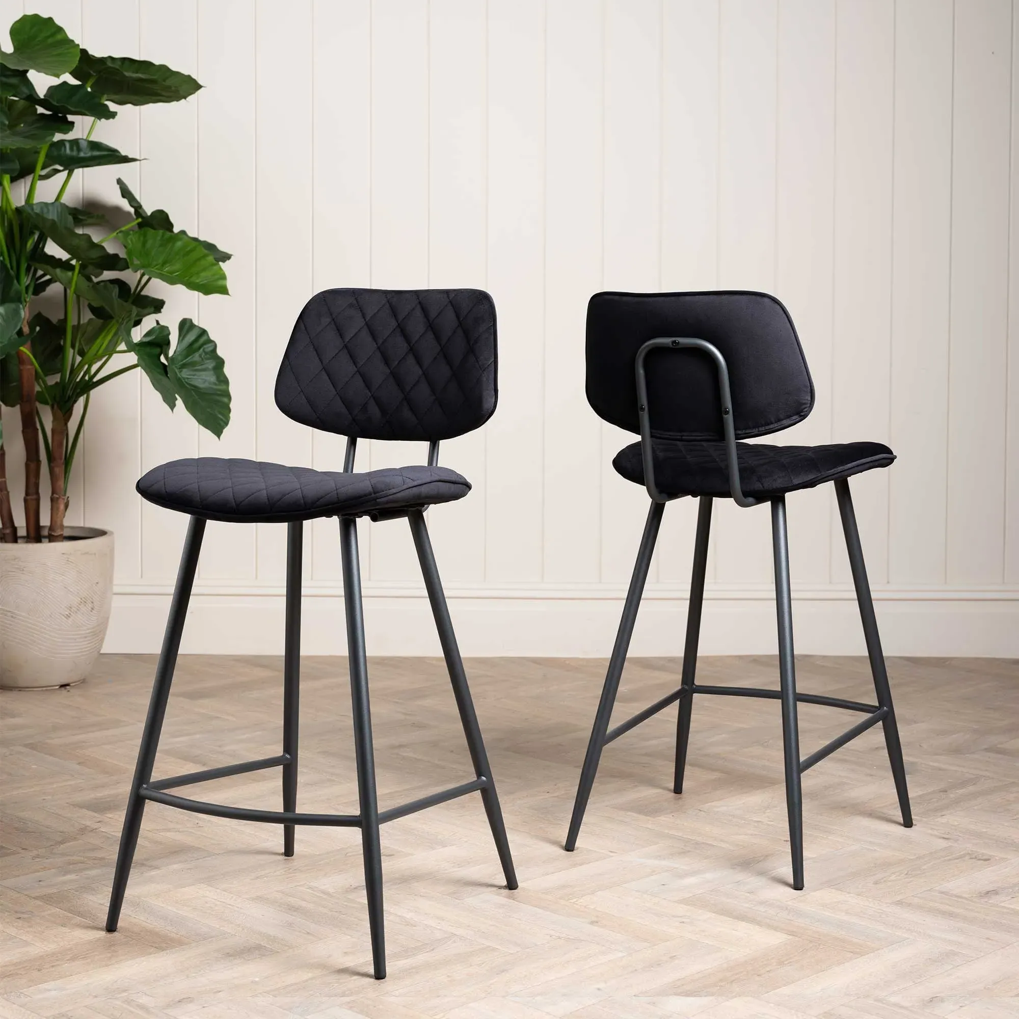 Archer Counter Stool - Black, Velvet image