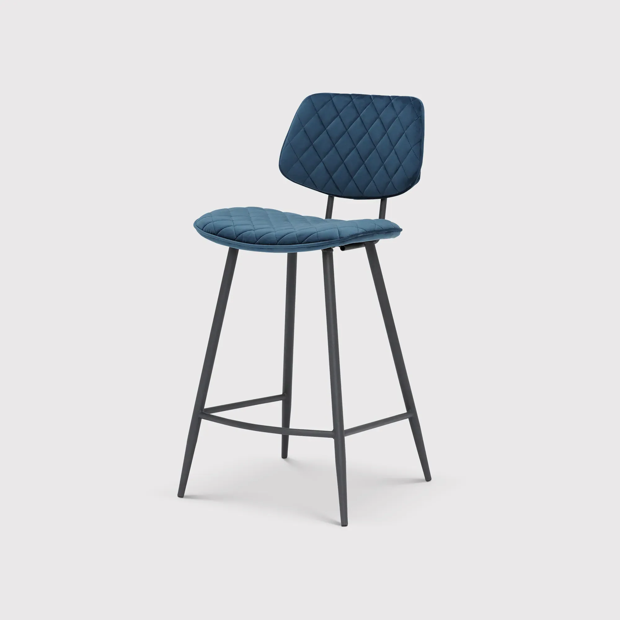 Archer Counter Stool - Blue, Velvet