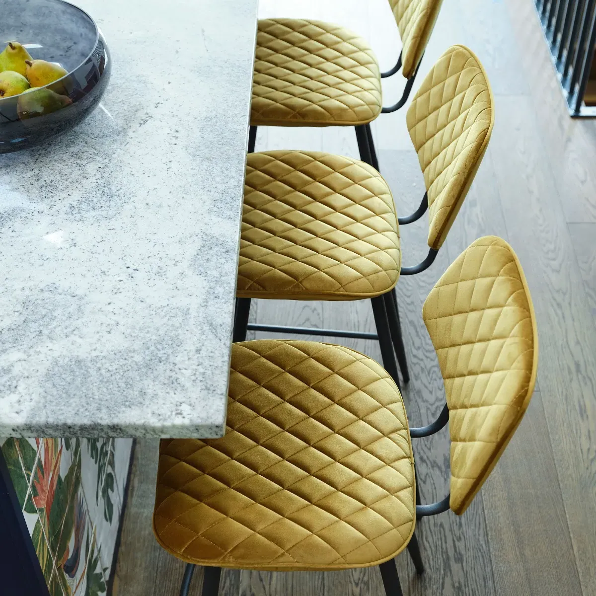 Archer Counter Stool - Yellow, Velvet