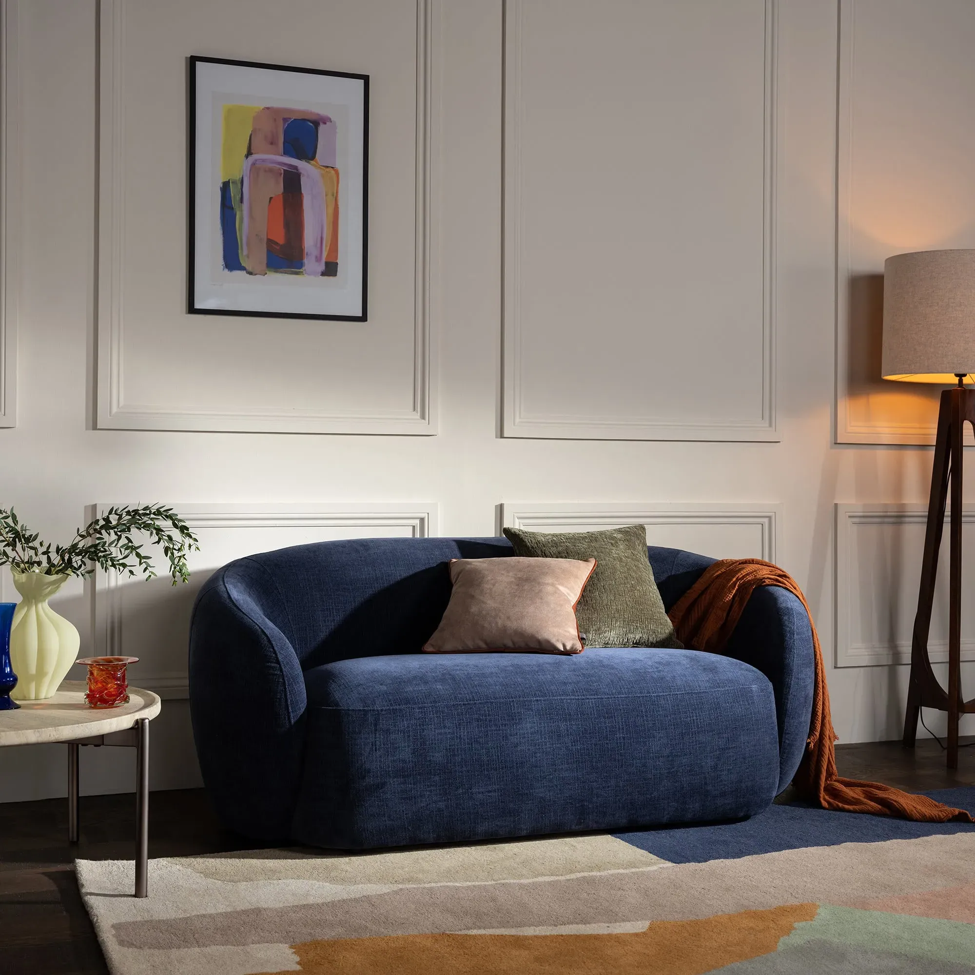 Arles Loveseat Sofa - Blue, Fabric