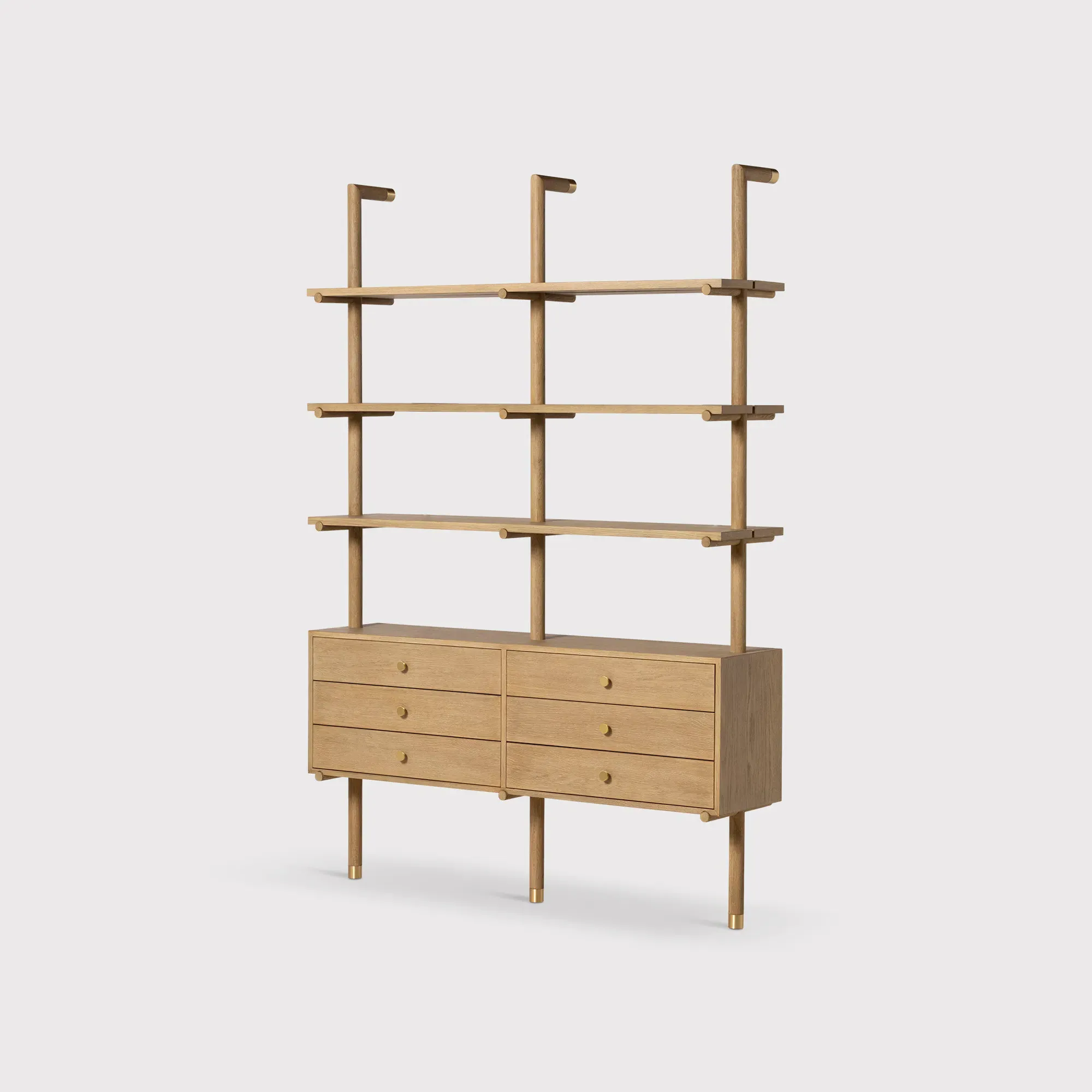 Athos Wide Bookshelf - Brown Oak