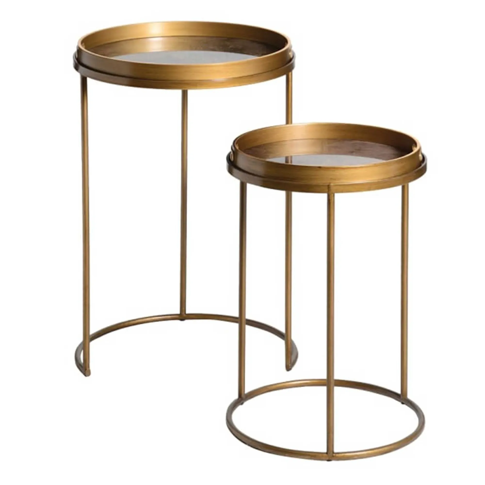 Atlas Round Side Tables Set of 2 - Gold, Glass