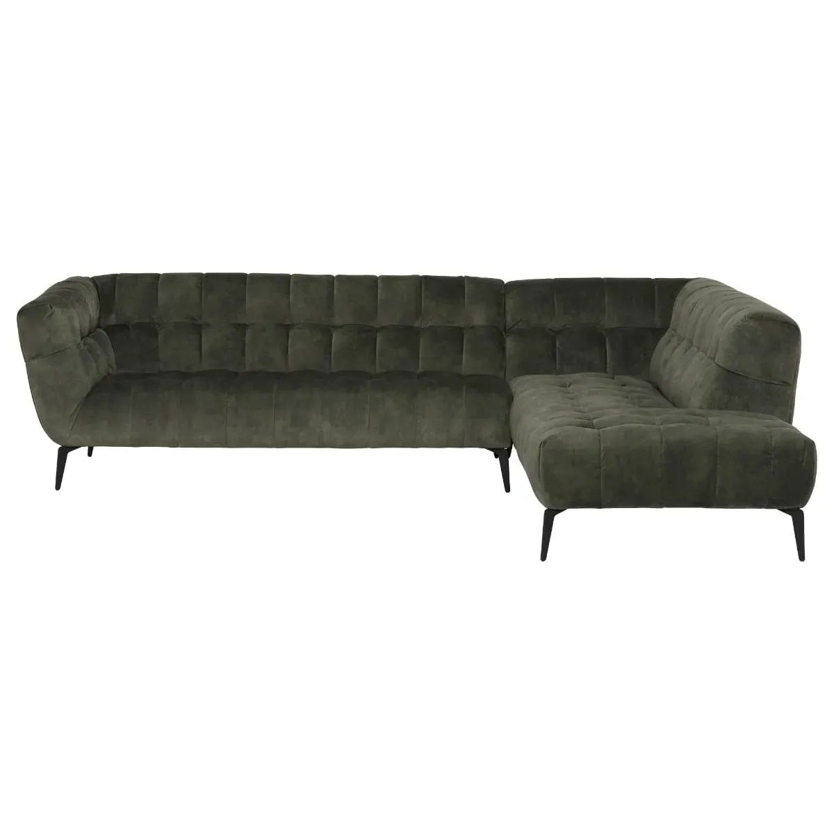 Azalea Left Corner Sofa with Chaise - Green, Fabric