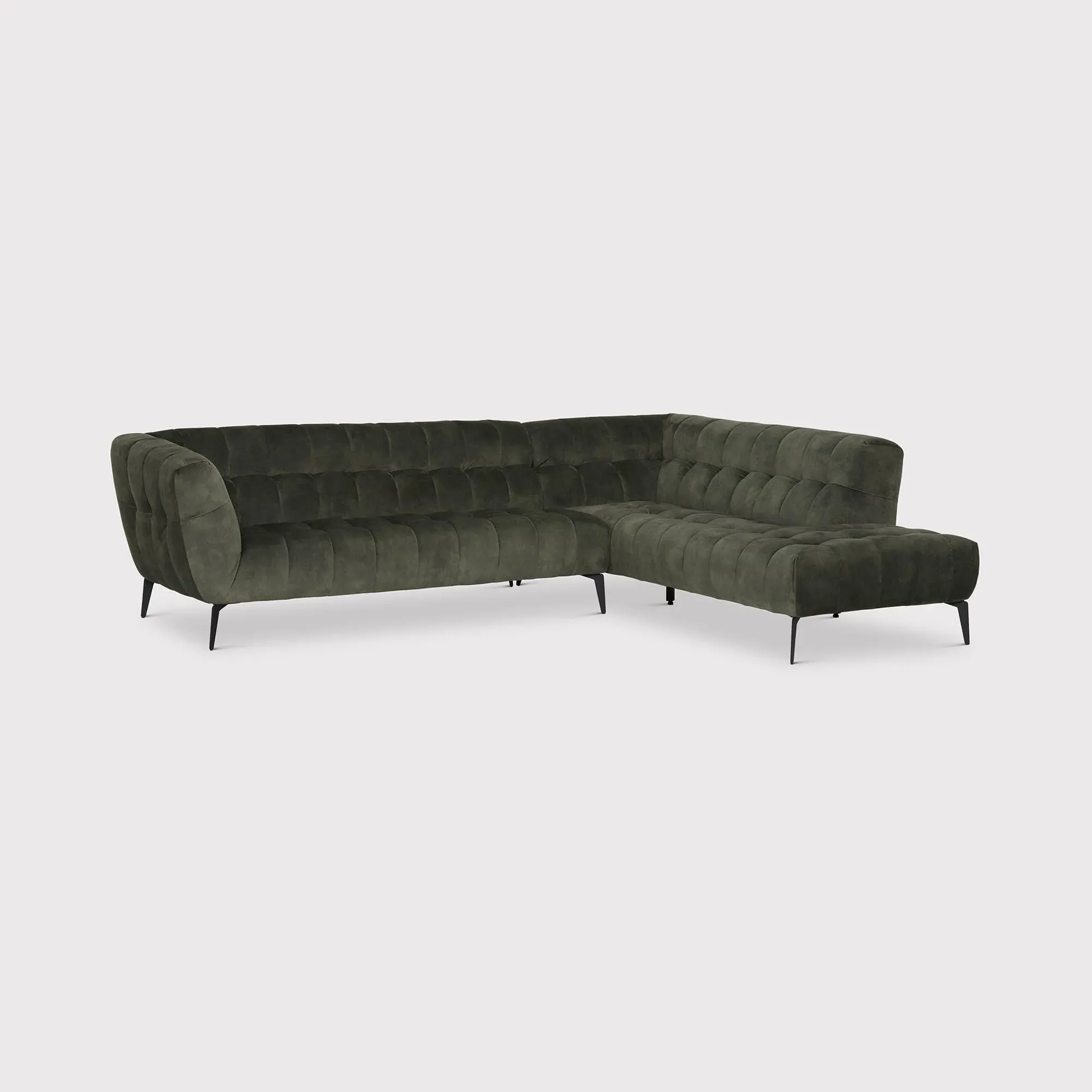 Azalea Left Corner Sofa with Chaise - Green, Fabric