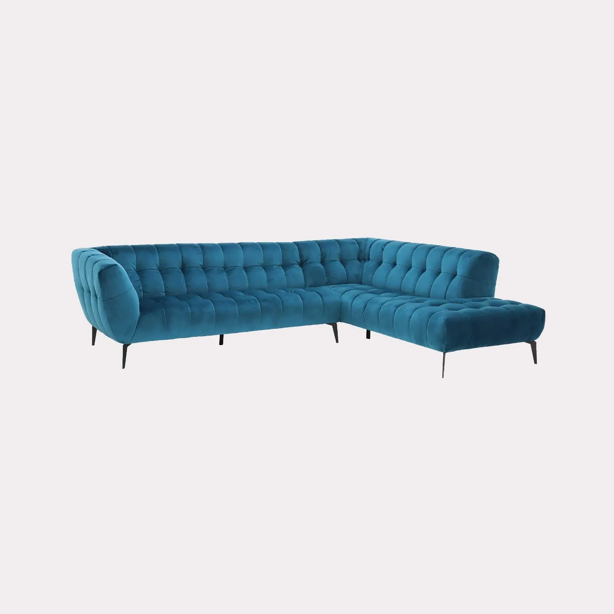 Azalea Left Corner Sofa with Chaise - Teal, Fabric