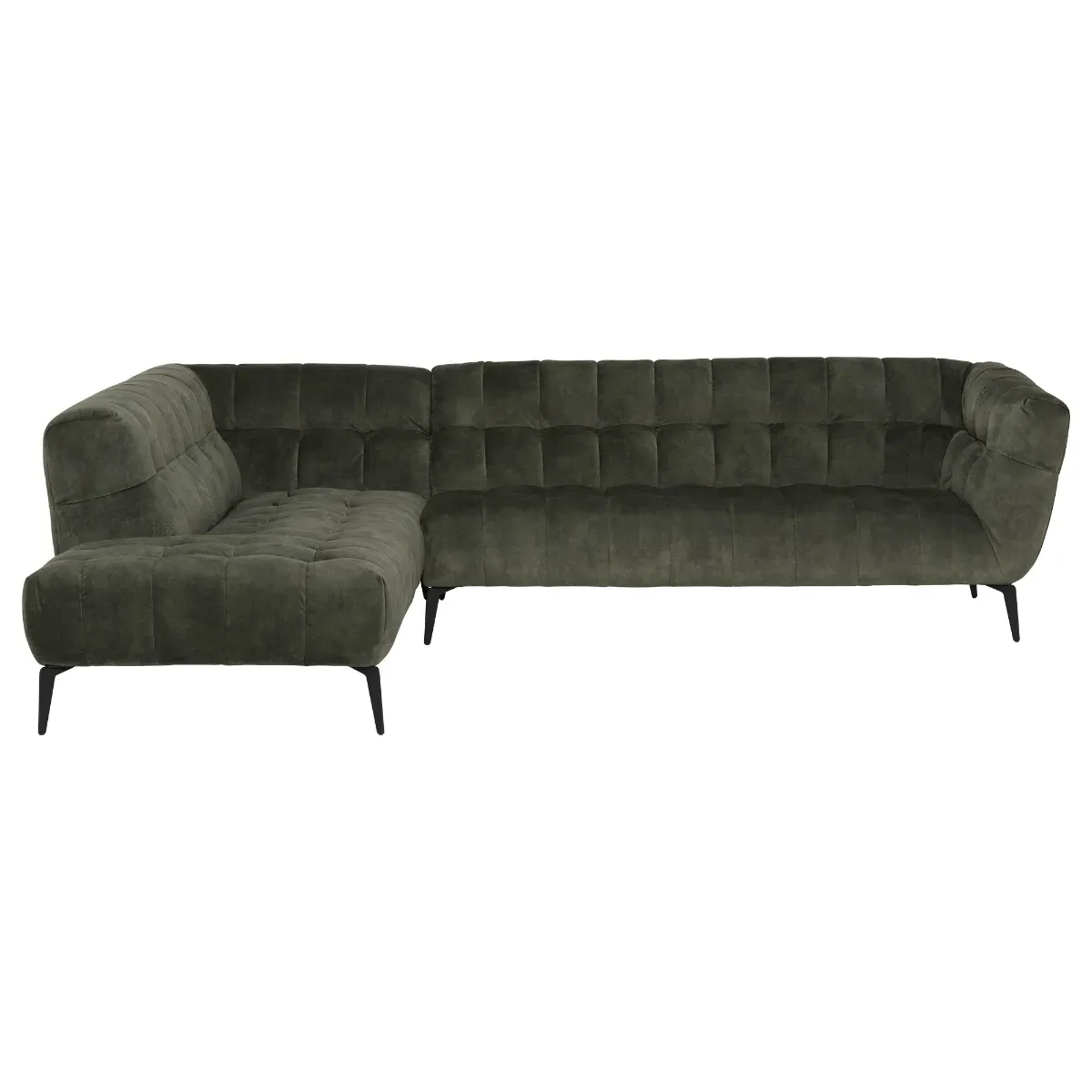 Azalea Right Corner Sofa with Chaise - Green, Fabric
