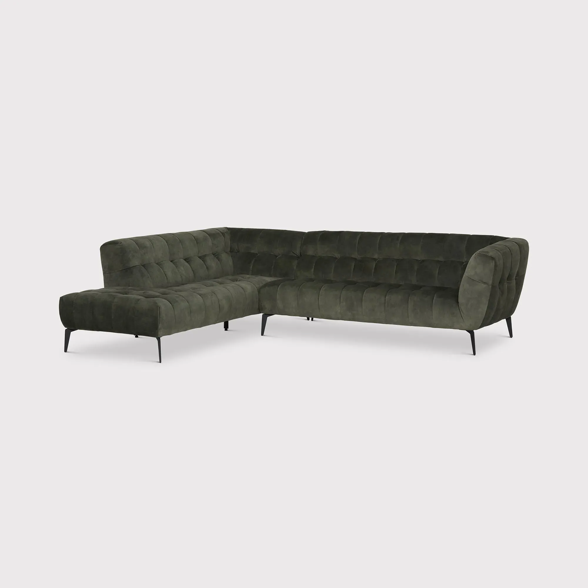 Azalea Right Corner Sofa with Chaise - Green, Fabric