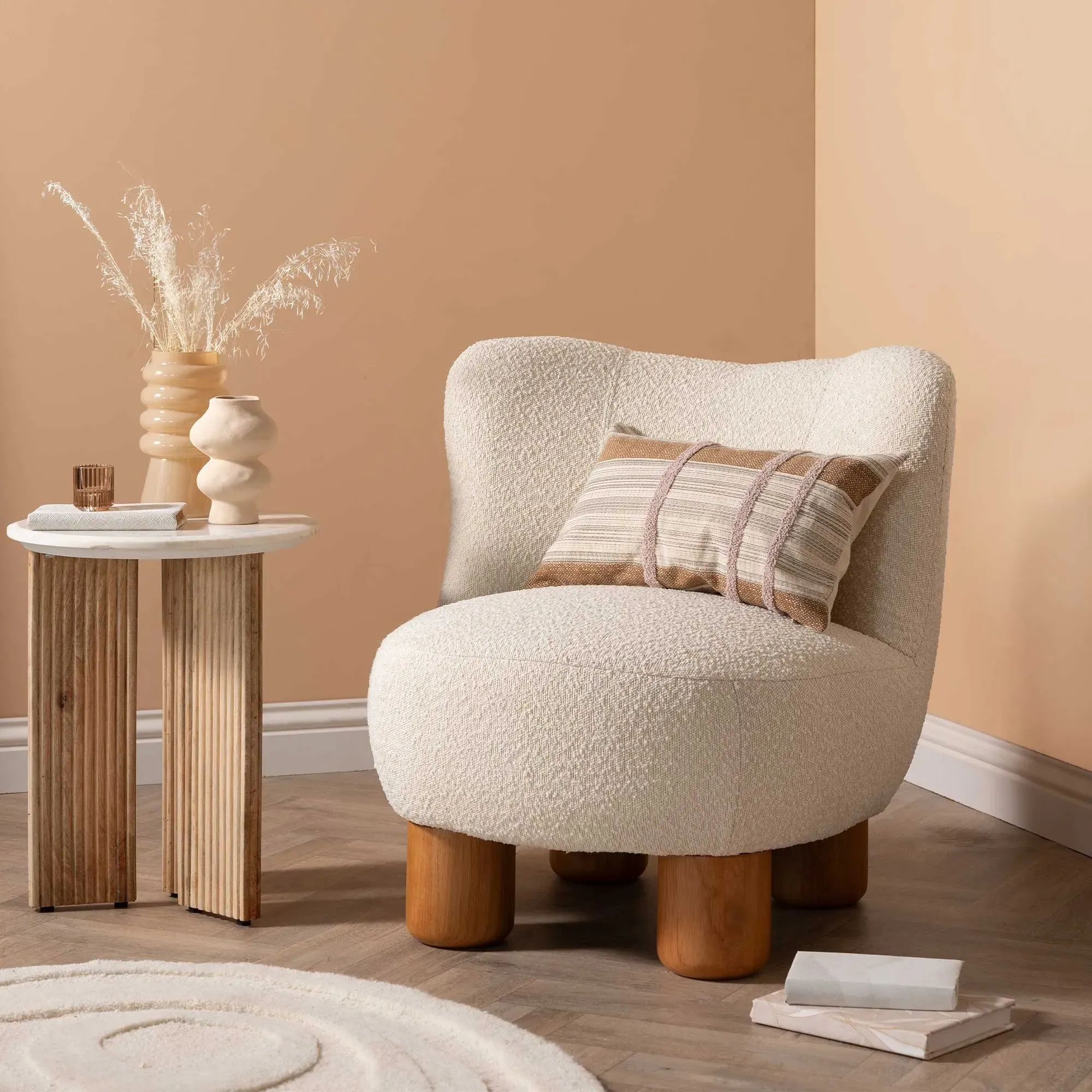 Bala Cocktail Armchair - Neutral, Boucle