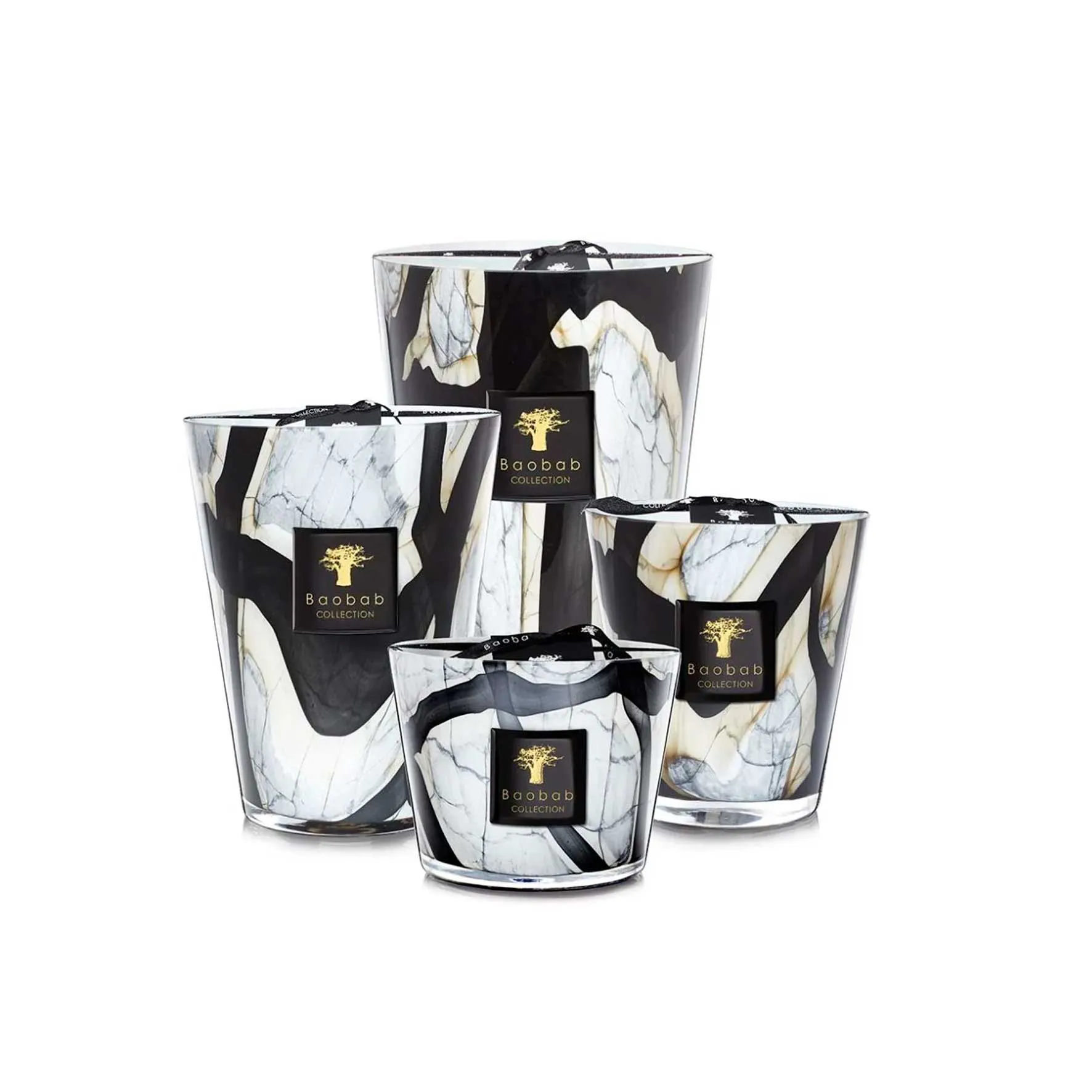 Baobab Collection Stones Marble Scented Candle - Black
