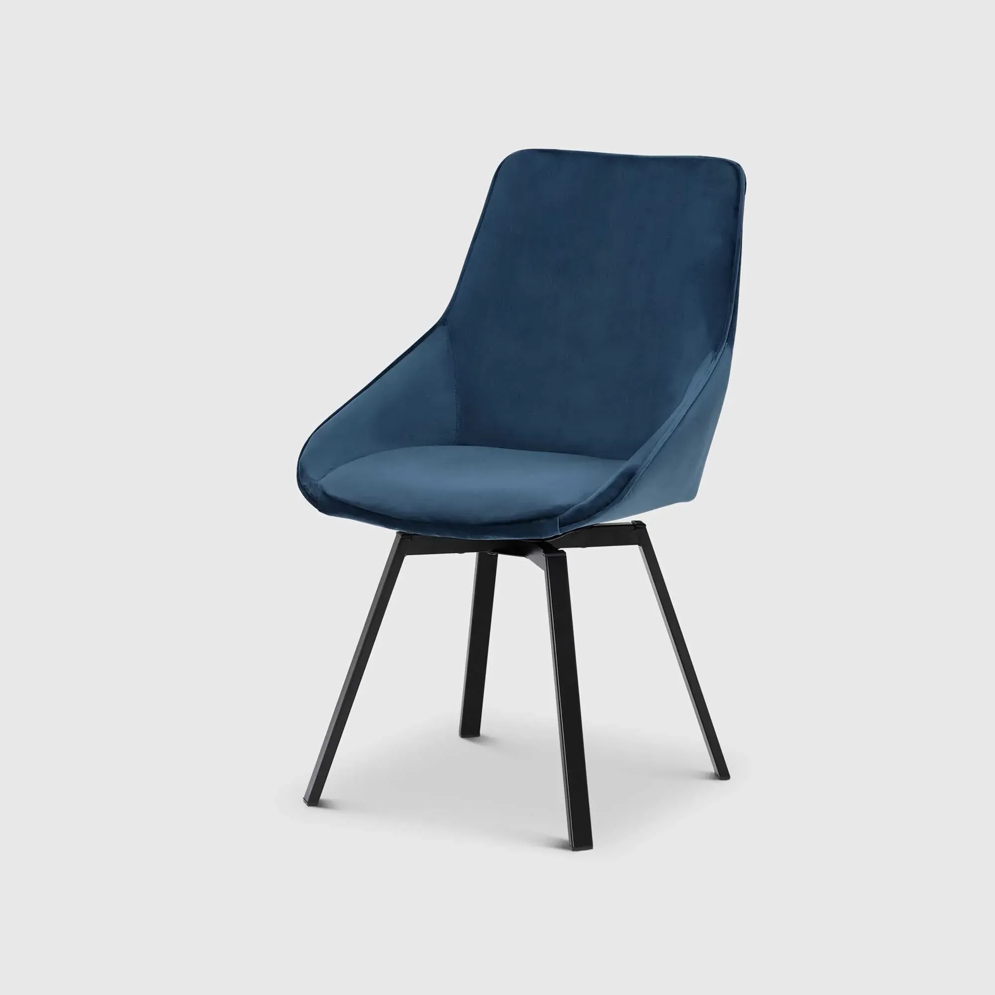 Beckton Swivel Dining Chair - Blue, Velvet
