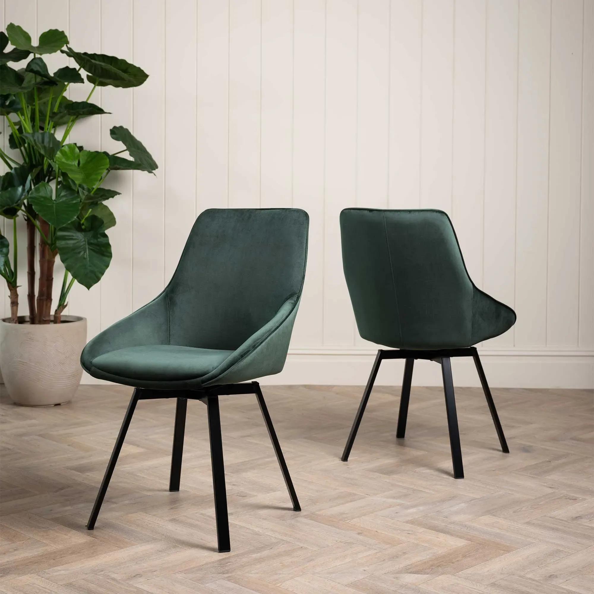 Beckton Swivel Dining Chair - Green, Velvet