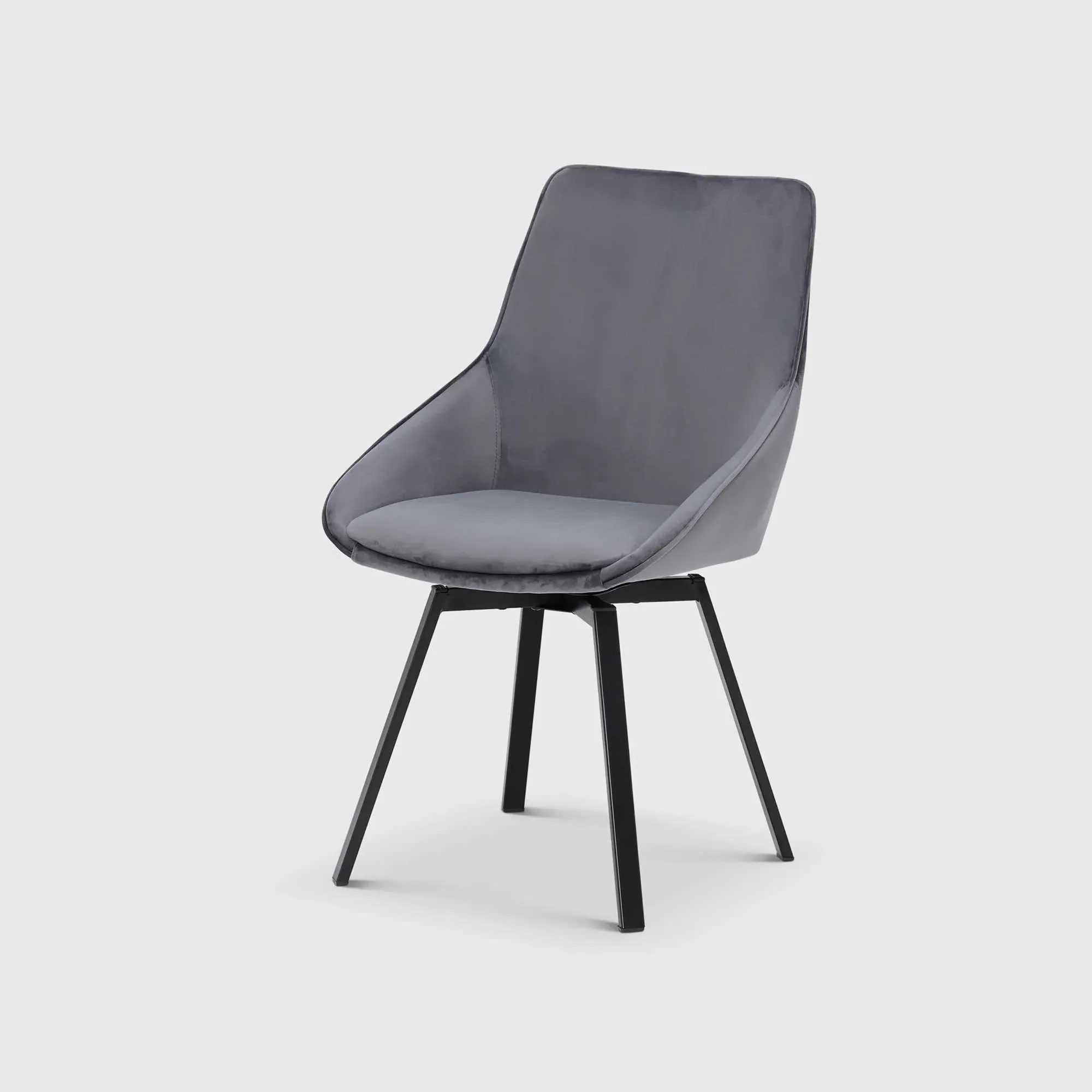 Beckton Swivel Dining Chair - Grey, Velvet