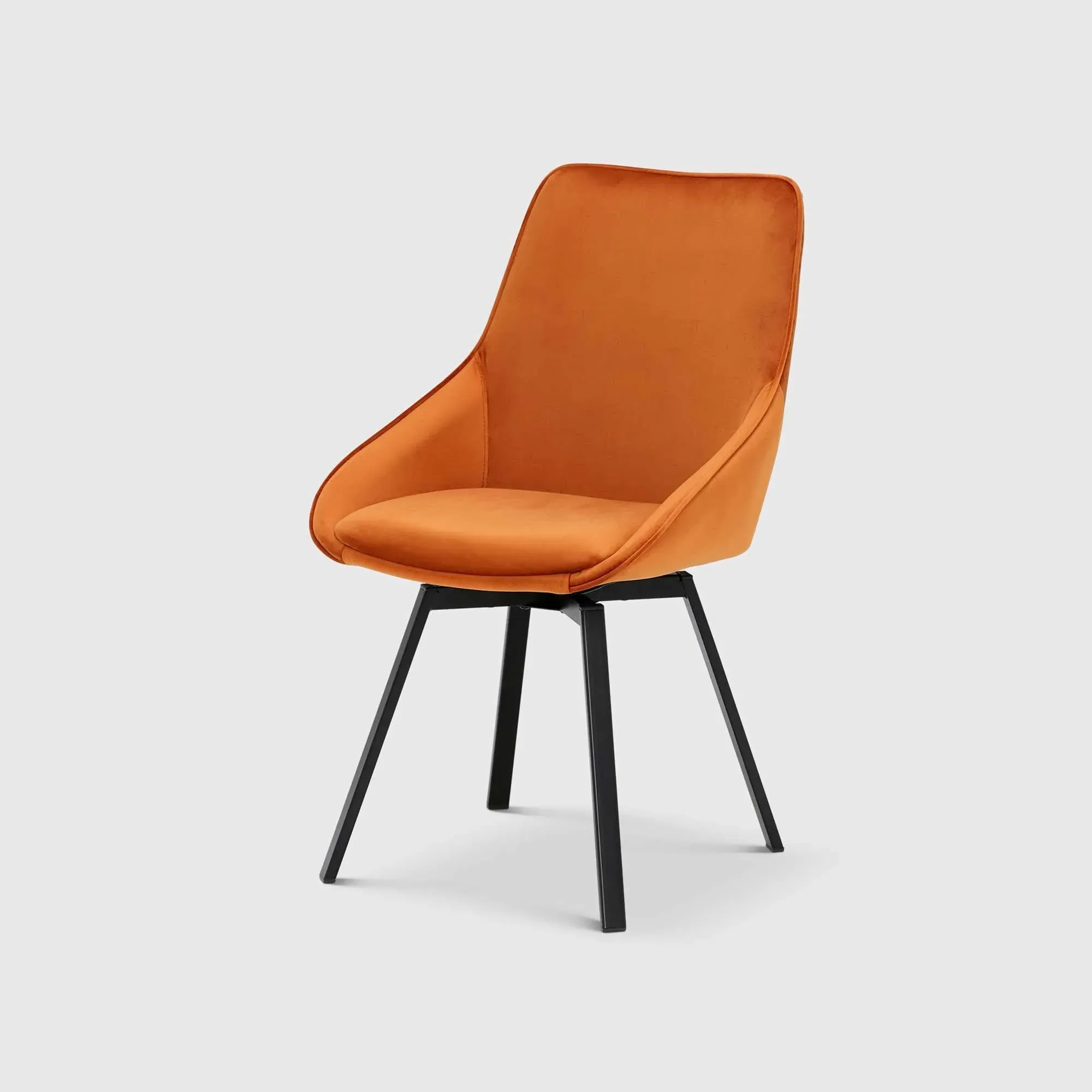 Beckton Swivel Dining Chair - Orange, Velvet