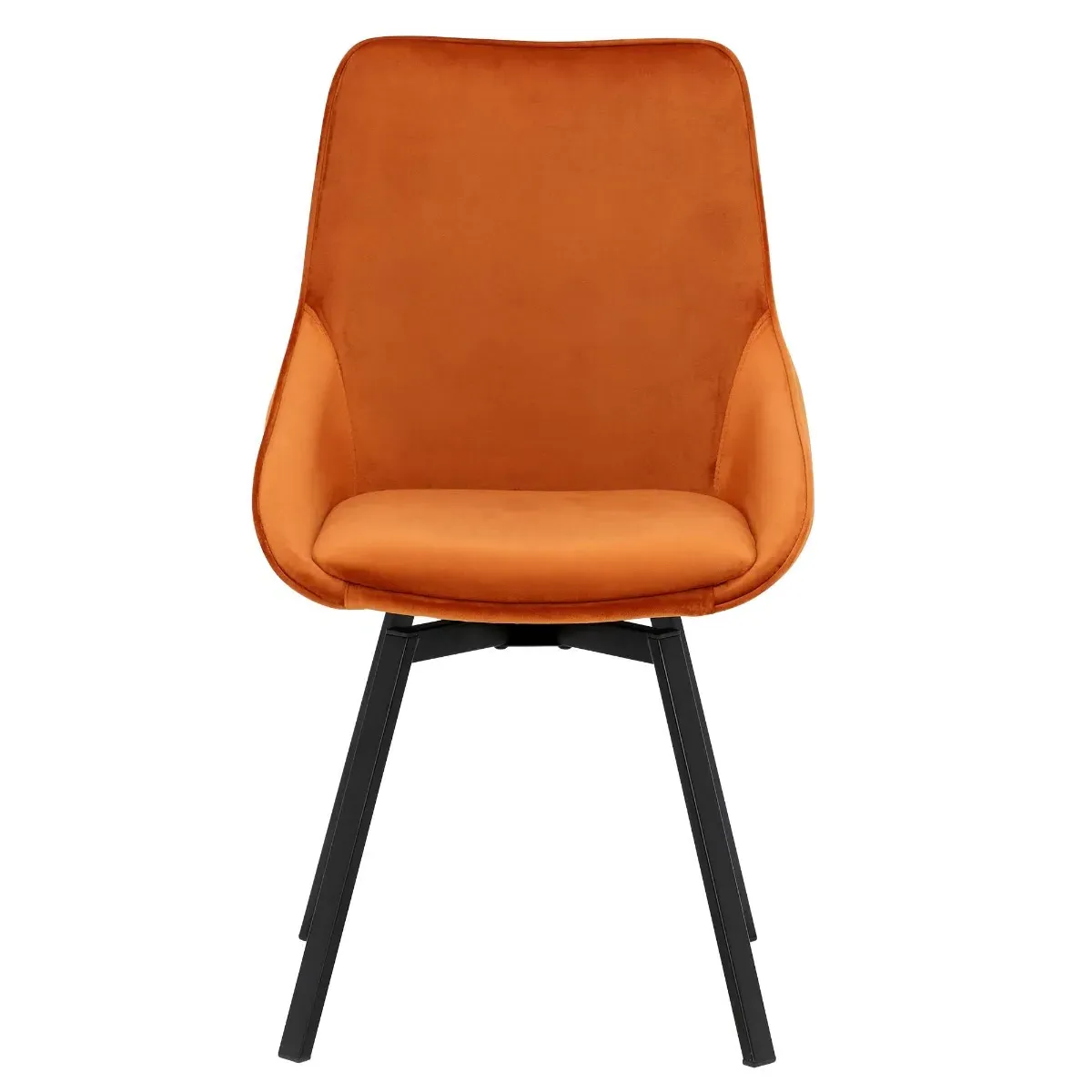 Beckton Swivel Dining Chair - Orange, Velvet
