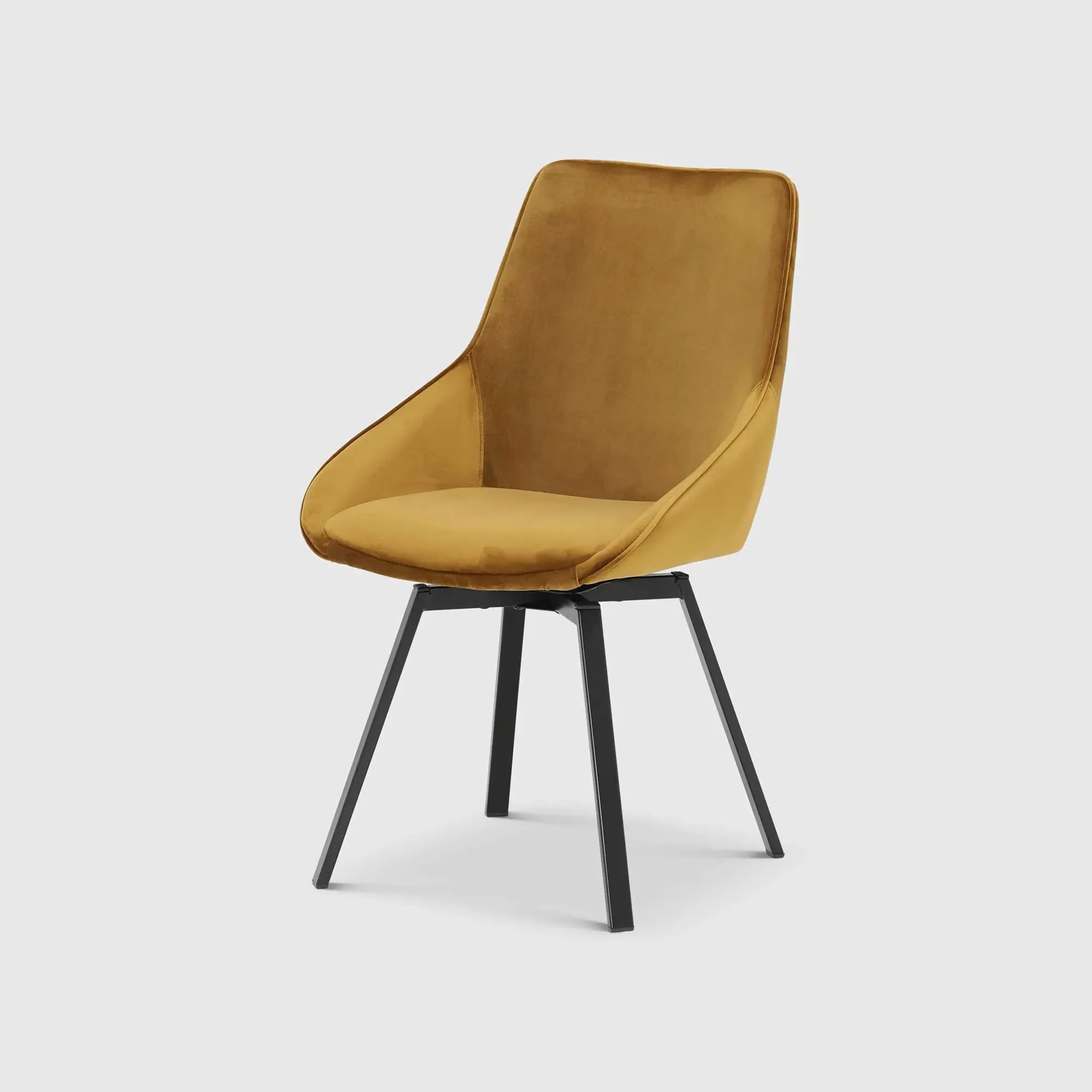 Beckton Swivel Dining Chair - Yellow, Velvet