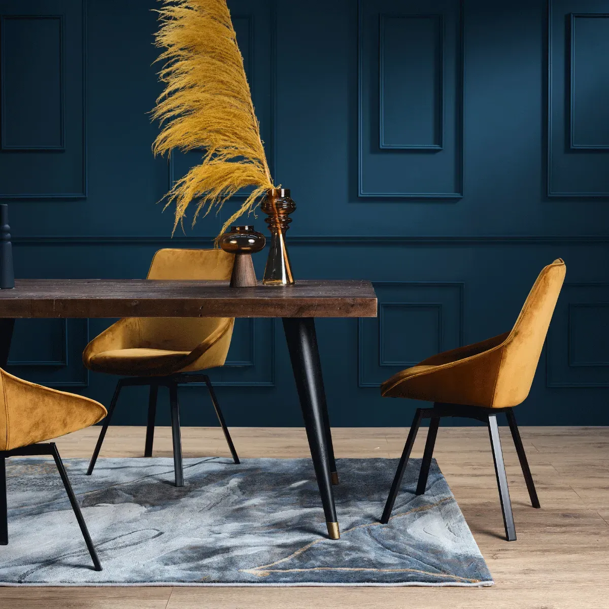 Beckton Swivel Dining Chair - Yellow, Velvet