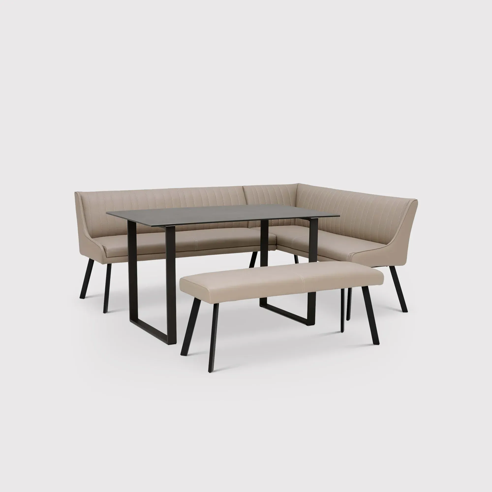 Belize Right Hand Corner Dining Set - Neutral, Ceramic