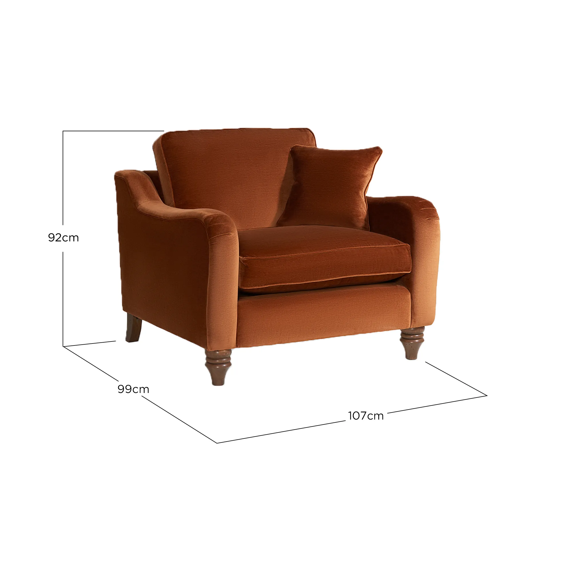 Benedict Loveseat Sofa - Orange, Fabric