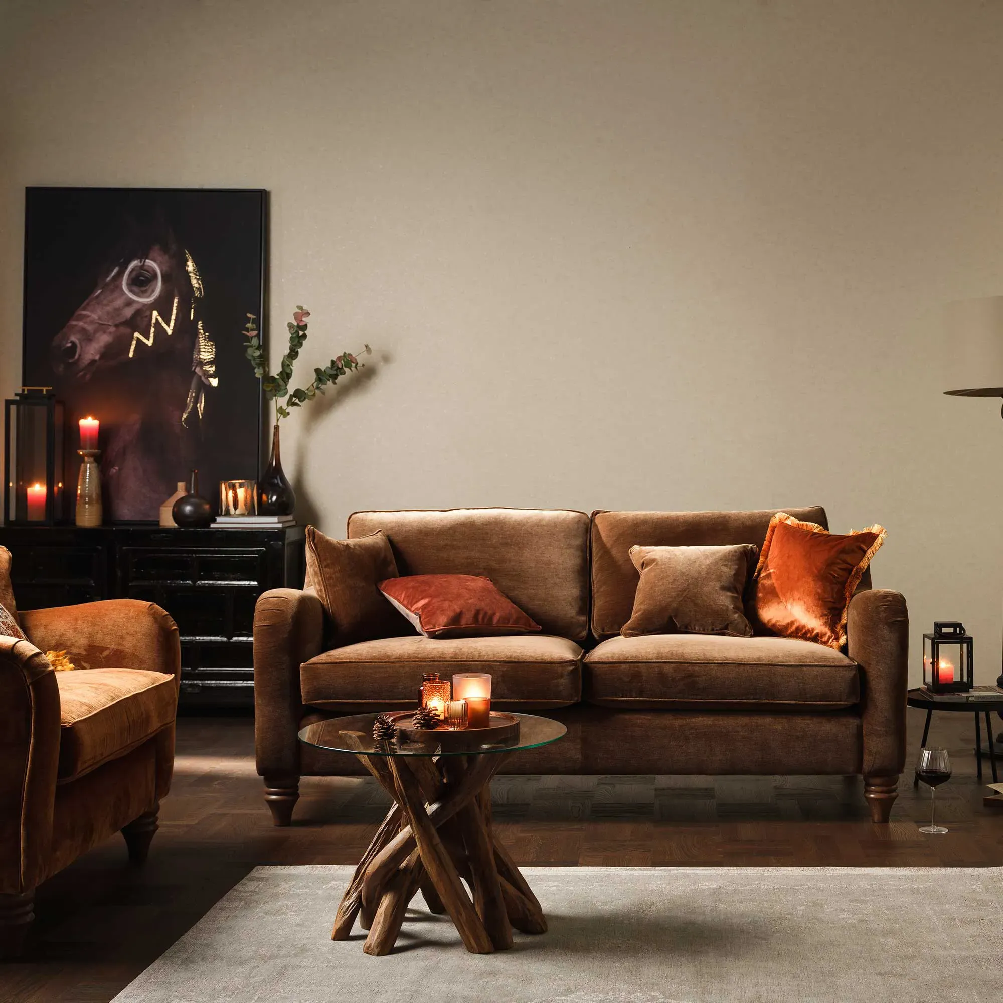 Benedict Medium Sofa - Brown Fabric