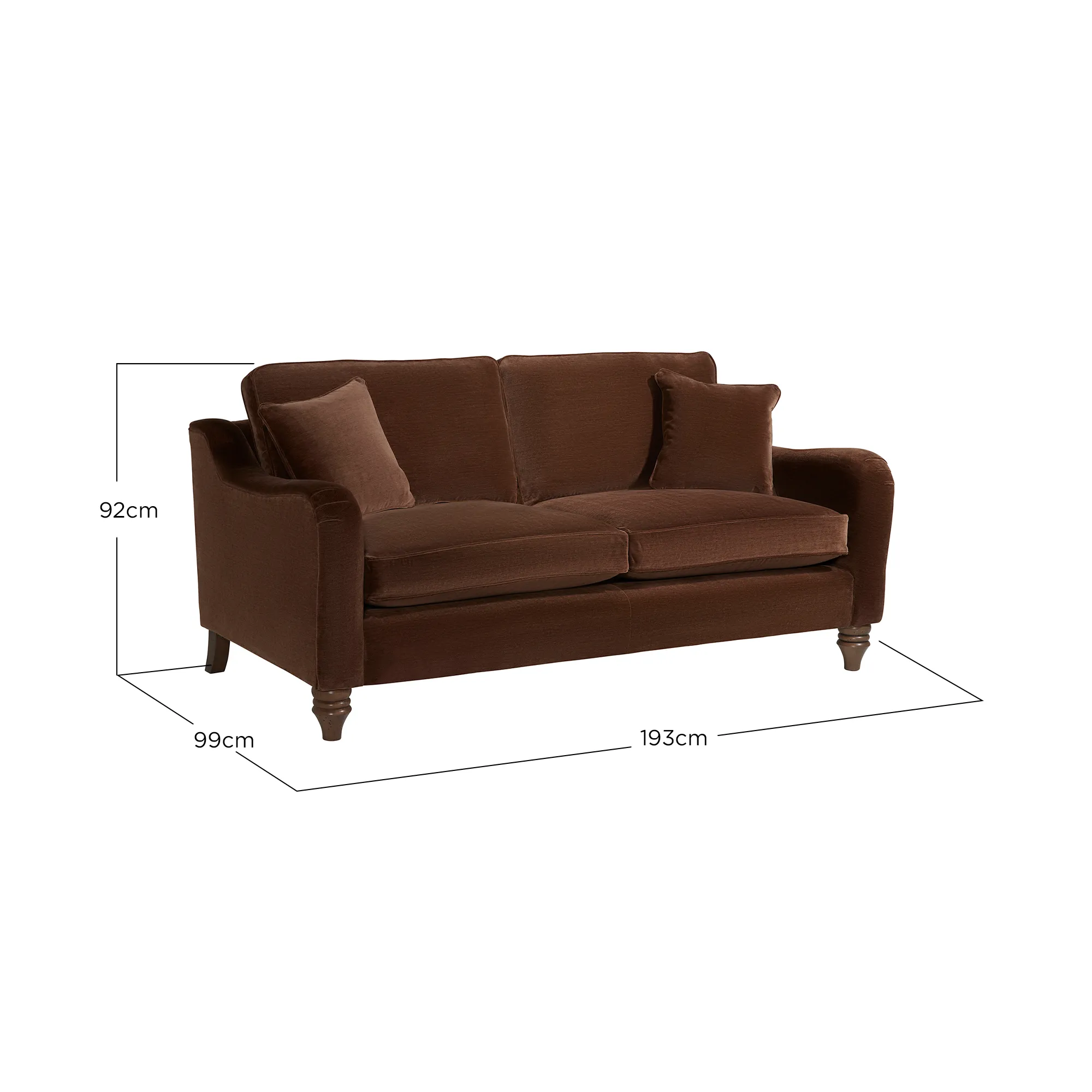 Benedict Medium Sofa - Brown Fabric