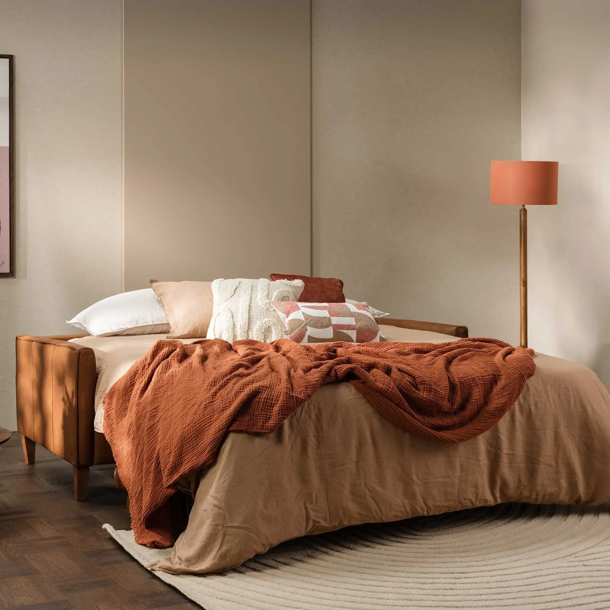 Bennett Sofa Bed - Brown, Leather